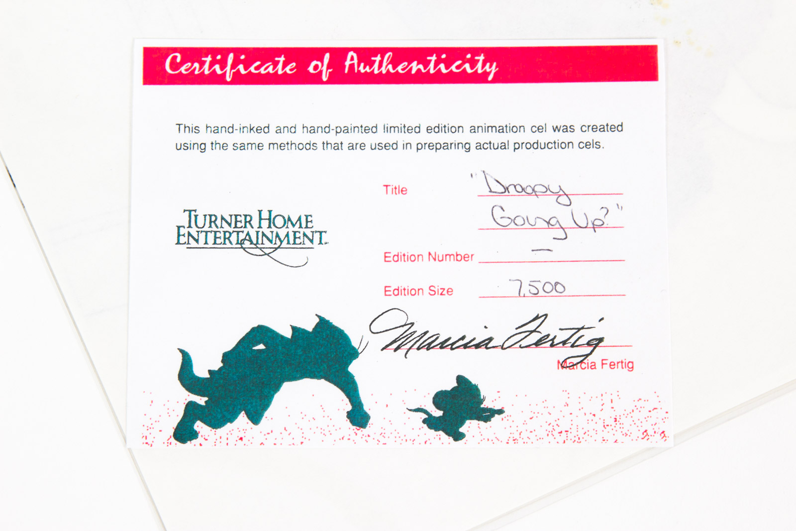 Hand Painted "Droopy Going Up" Animation Cel