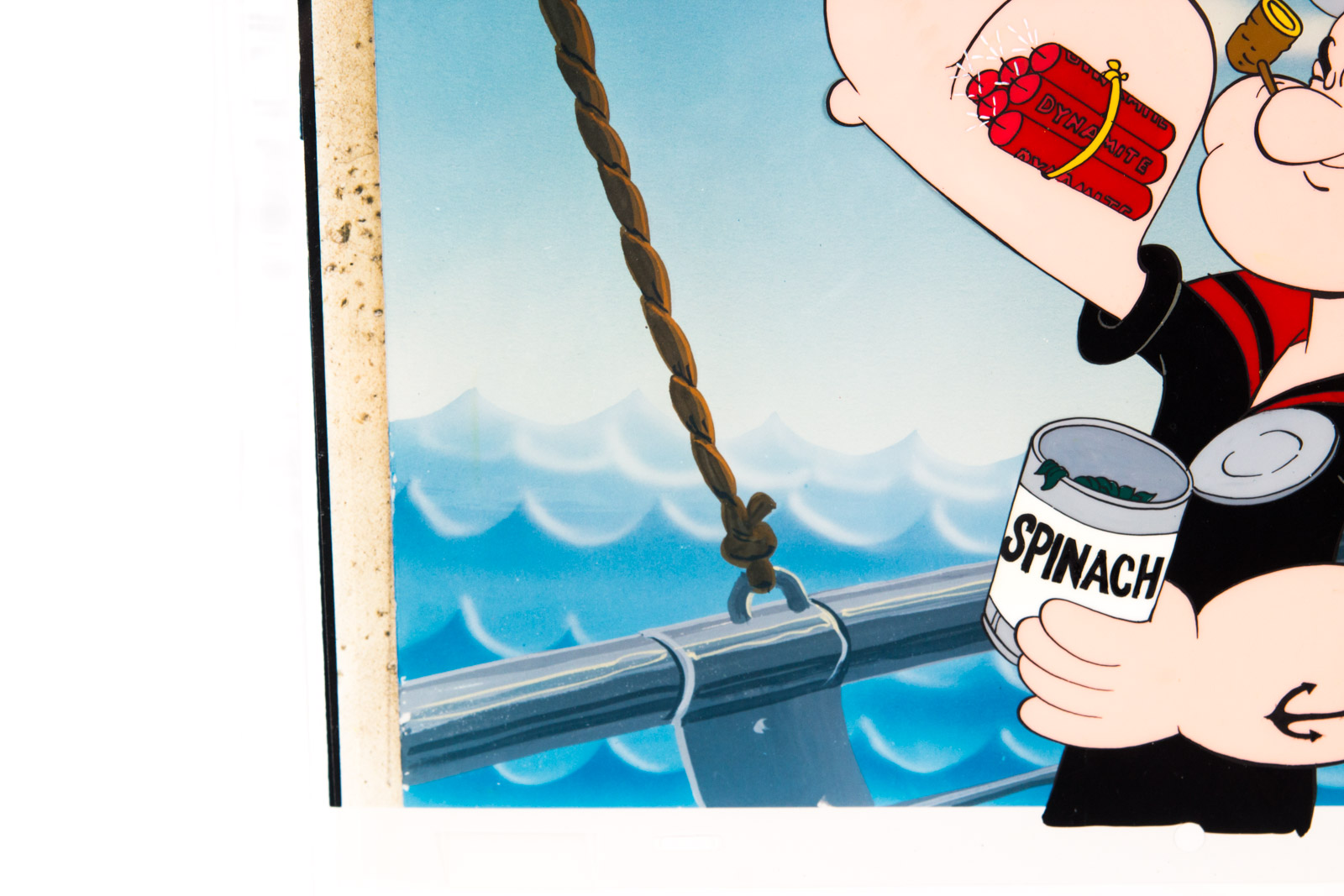 Hand Painted Popeye the Sailor "Dynamite Muscle" Animation Cel Signed by Myron Waldman