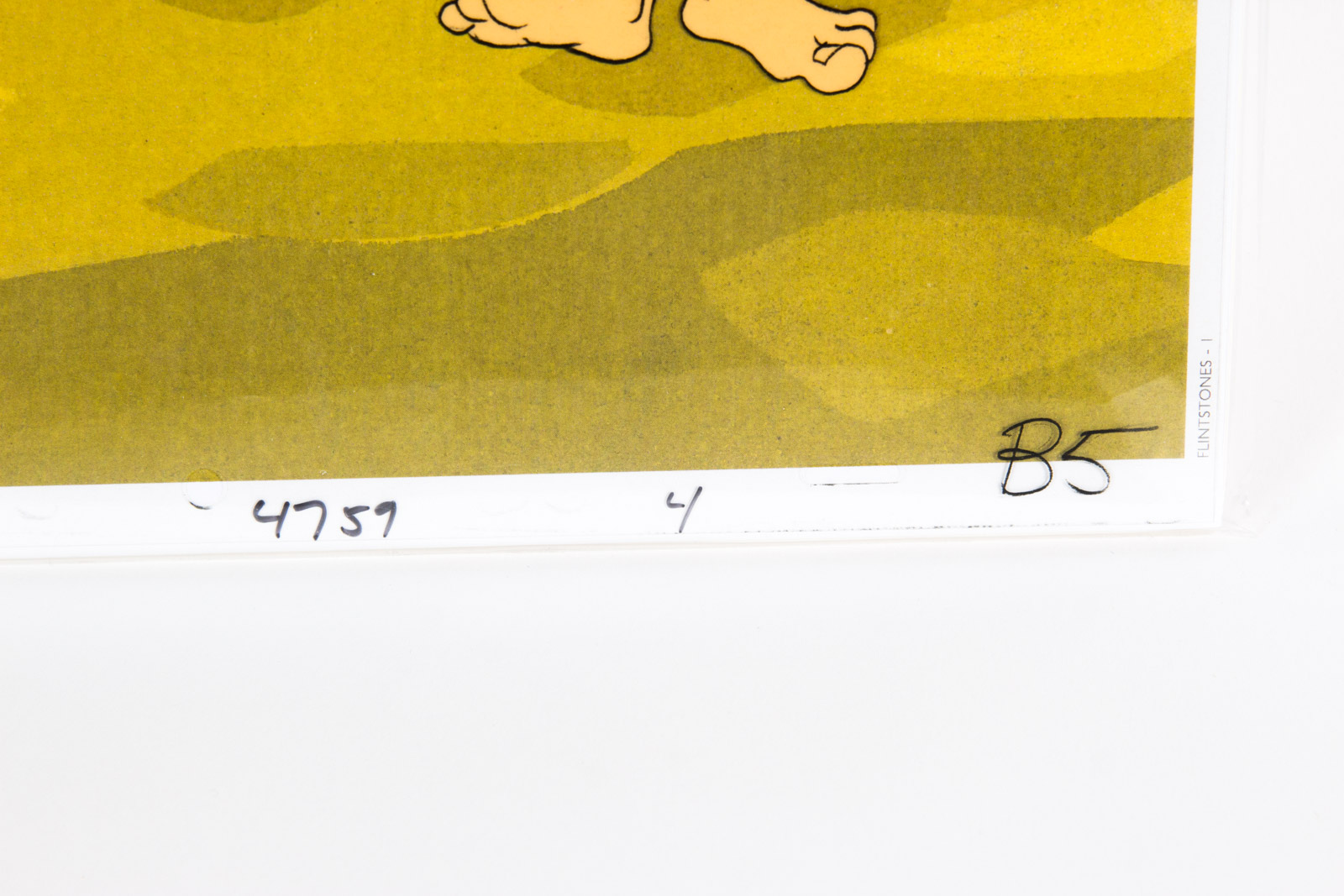 Original 1980s Barney Rubble Flintstones Cereal Commercial Animation Cel and Production Sketch