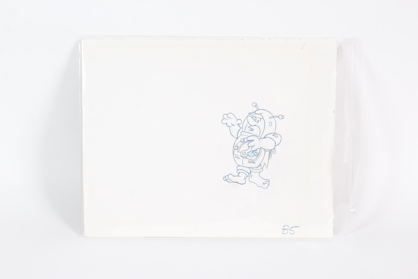 Original 1980s Barney Rubble Flintstones Cereal Commercial Animation Cel and Production Sketch