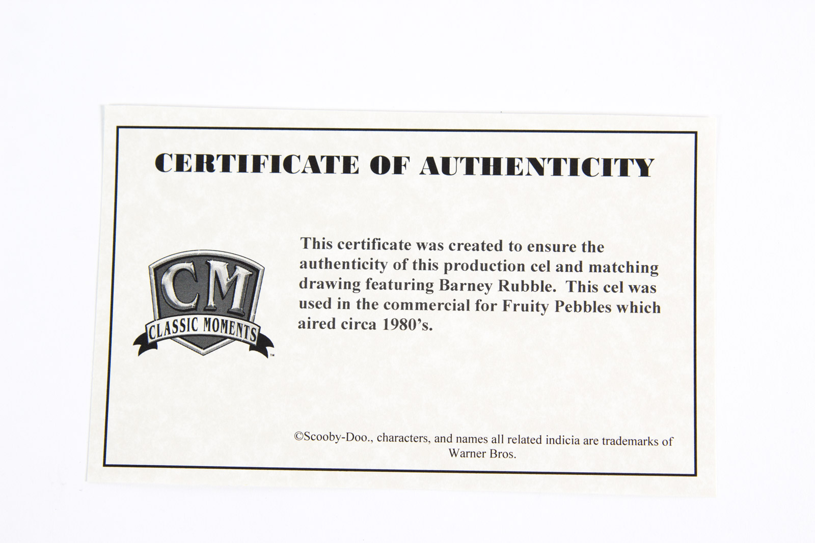 Original 1980s Barney Rubble Flintstones Cereal Commercial Animation Cel and Production Sketch