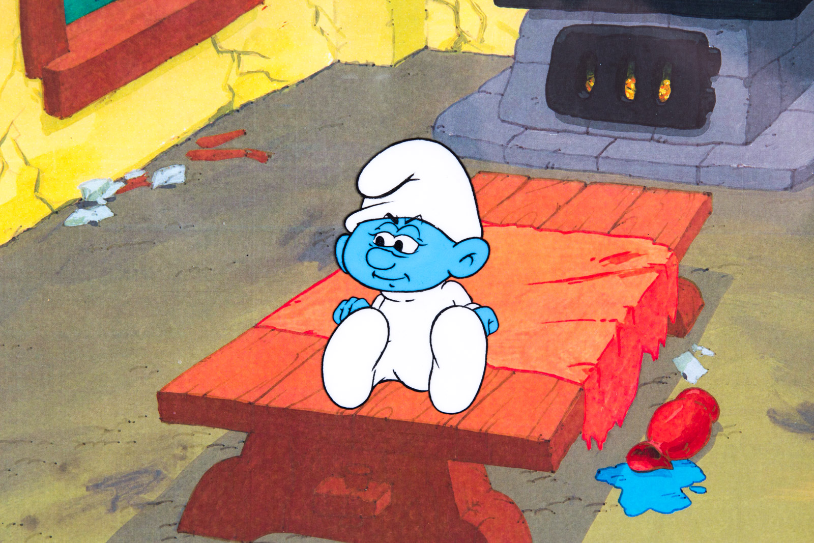 Original 1980's "Smurfs" Production Animation Cel