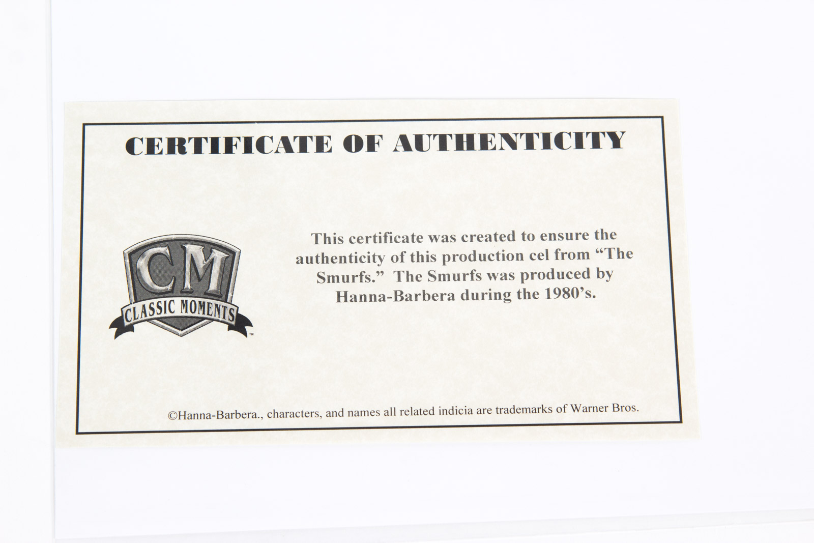 Original 1980's "Smurfs" Production Animation Cel