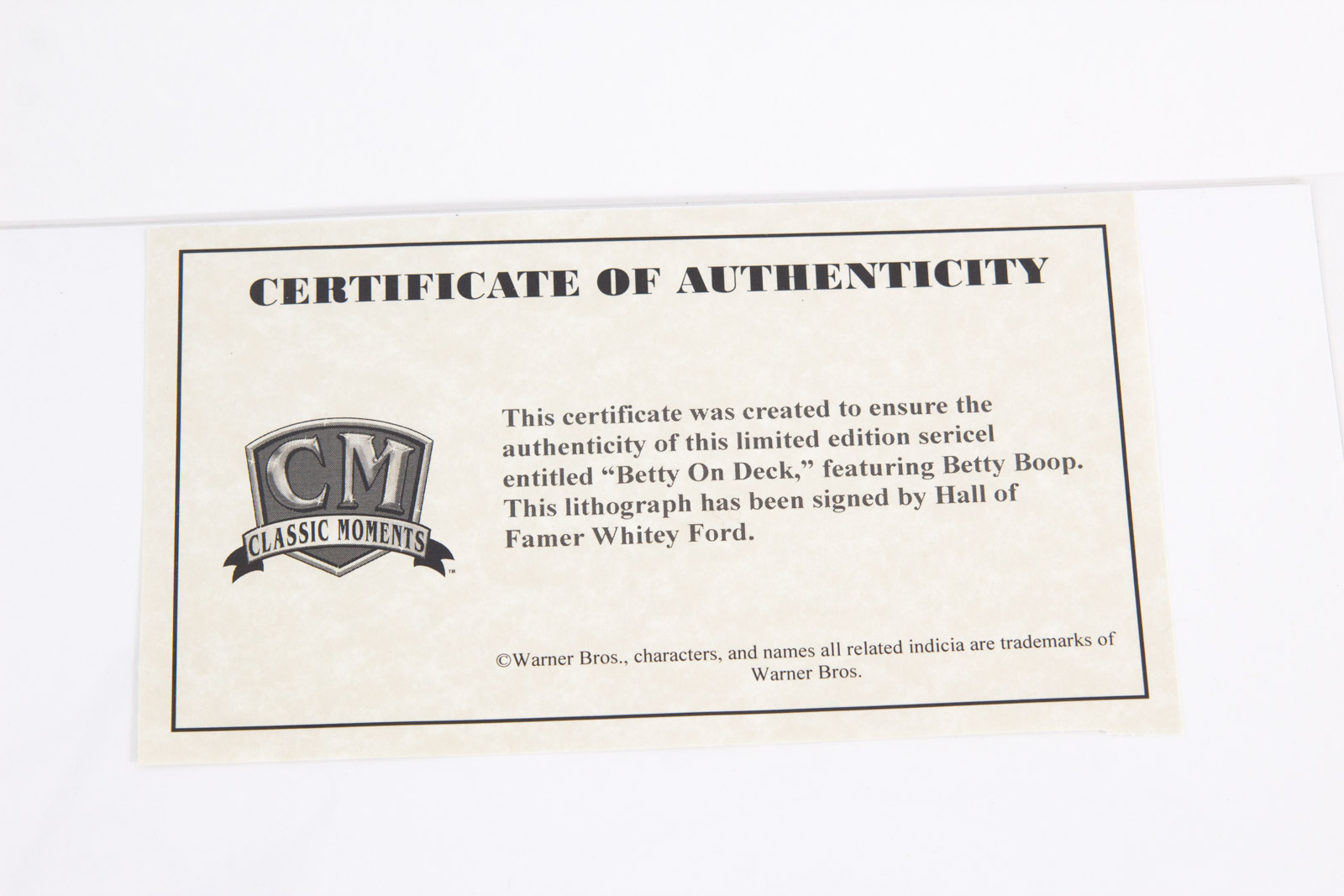 Whitey Ford Signed "Betty on Deck" New York Yankees Animation Sericel