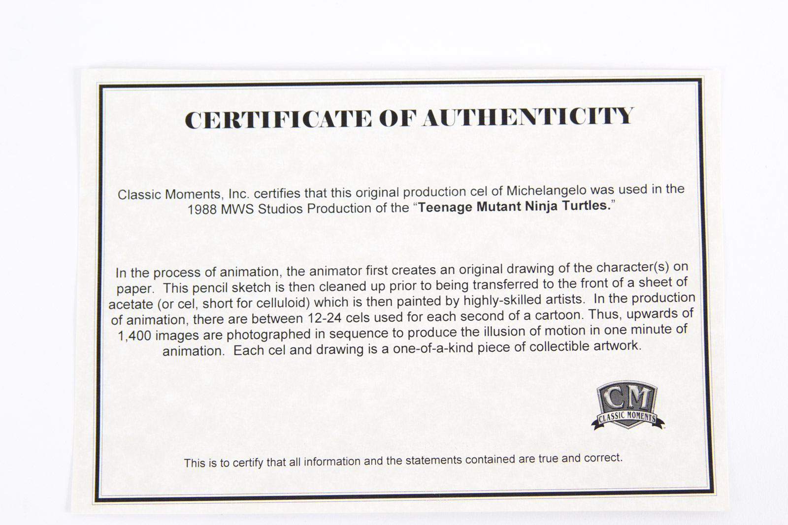 Original 1988 "Teenage Mutant Ninja Turtles" Production Animation Cel