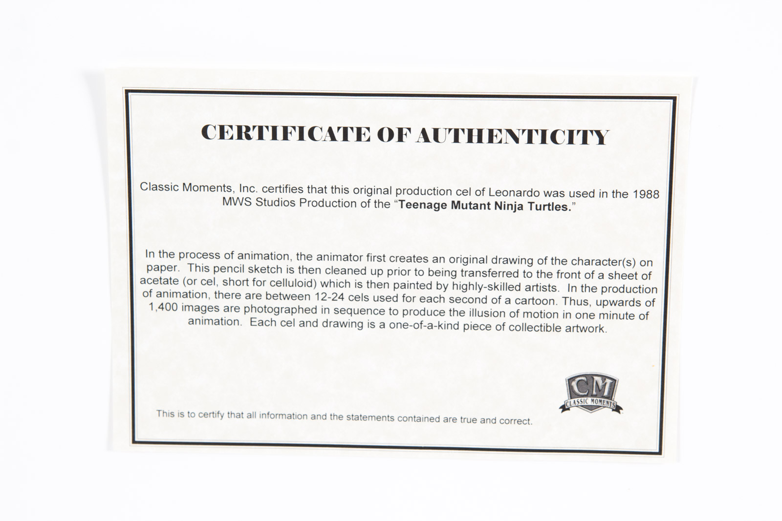 Original 1988 "Teenage Mutant Ninja Turtles" Production Animation Cel