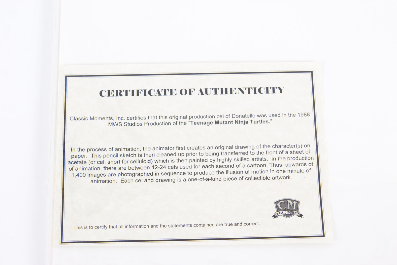 Original 1988 "Teenage Mutant Ninja Turtles" Production Animation Cel