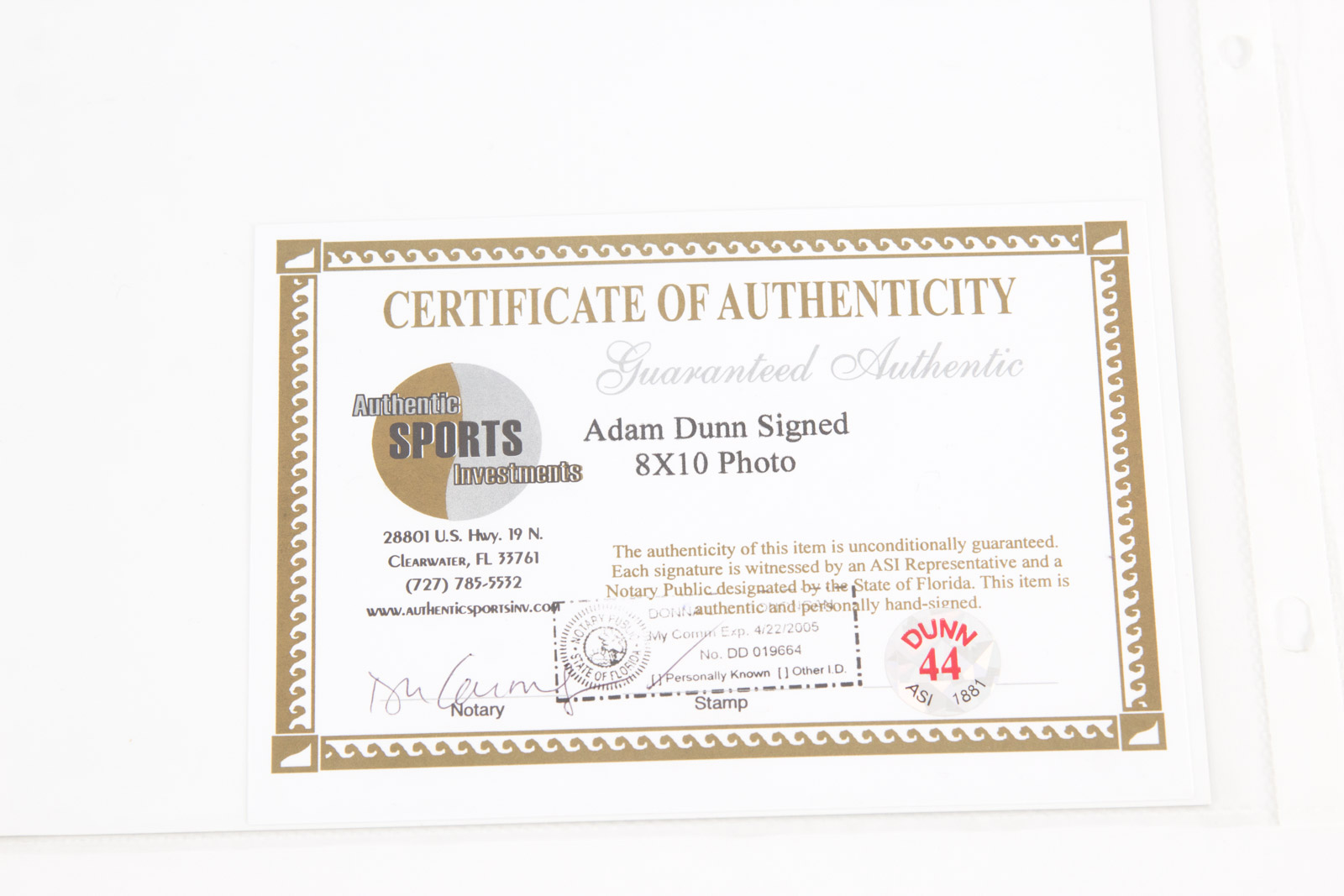 Adam Dunn Signed Cincinnati Reds Photograph