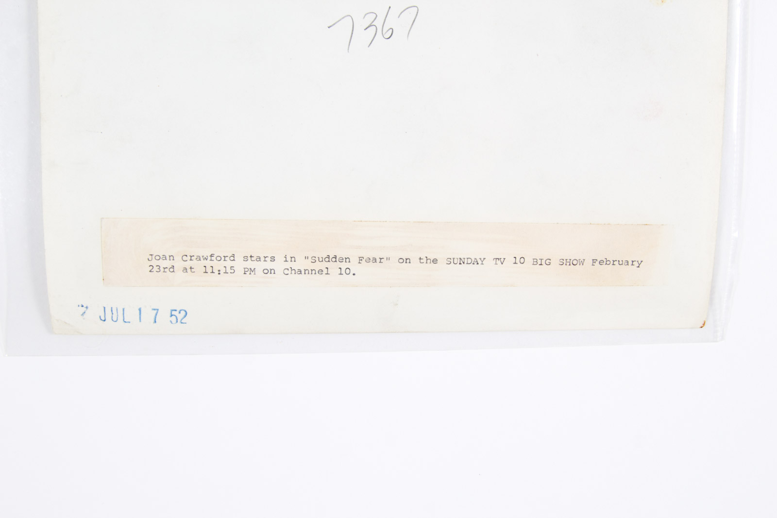 Original 1952 "Sudden Fear" Press Photo with Joan Crawford