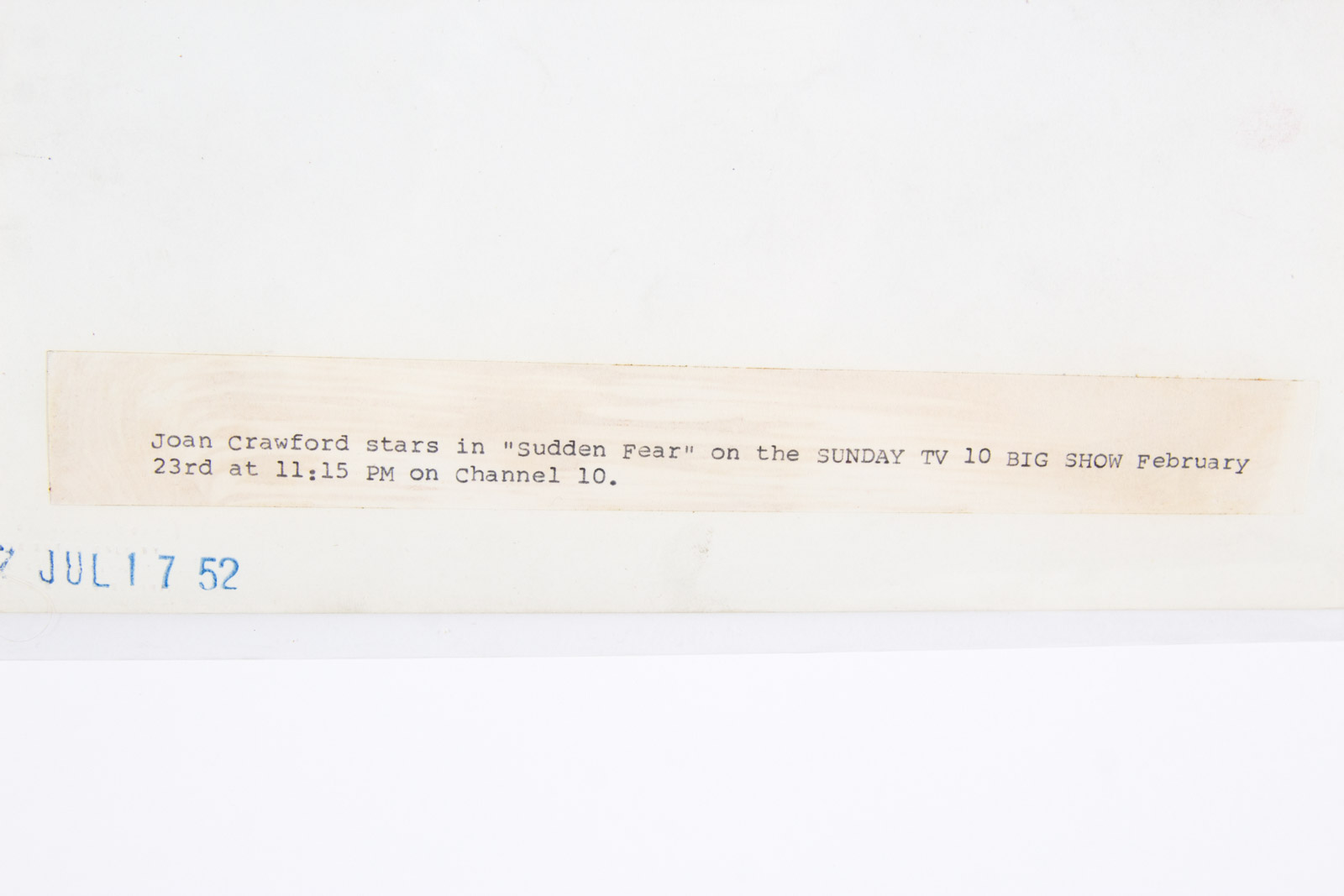 Original 1952 "Sudden Fear" Press Photo with Joan Crawford