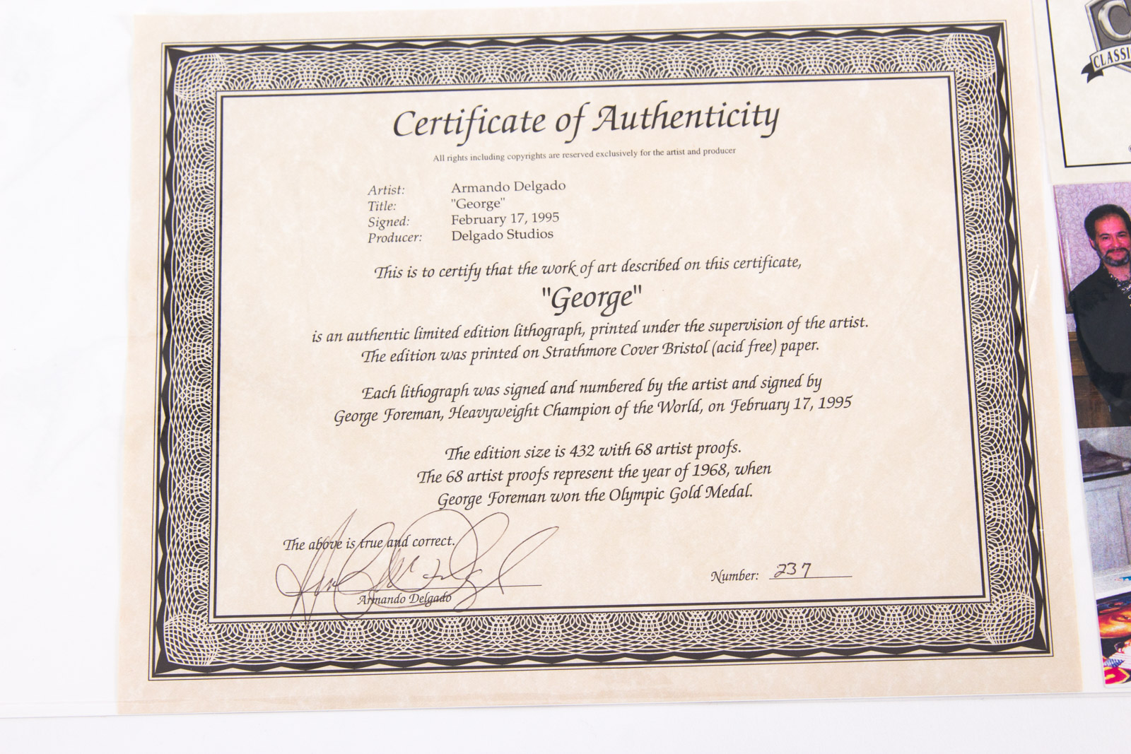 Armando Delgado "George" Boxing Lithograph signed by George Foreman