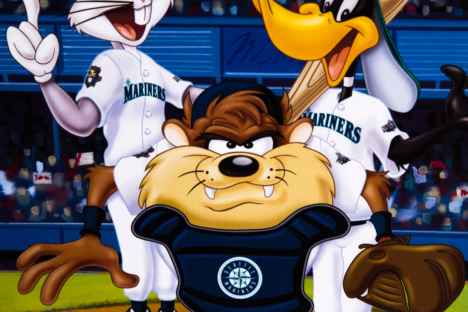 Looney Tunes "At the Plate" Seattle Mariners Offset Lithograph