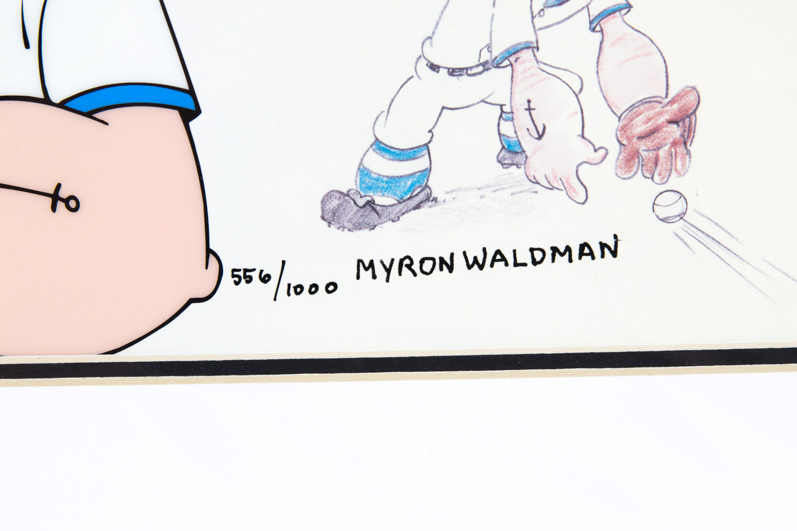 Hand Painted "Take Him Out To The Ball Game" Popeye Animation Cel Signed by Myron Waldman