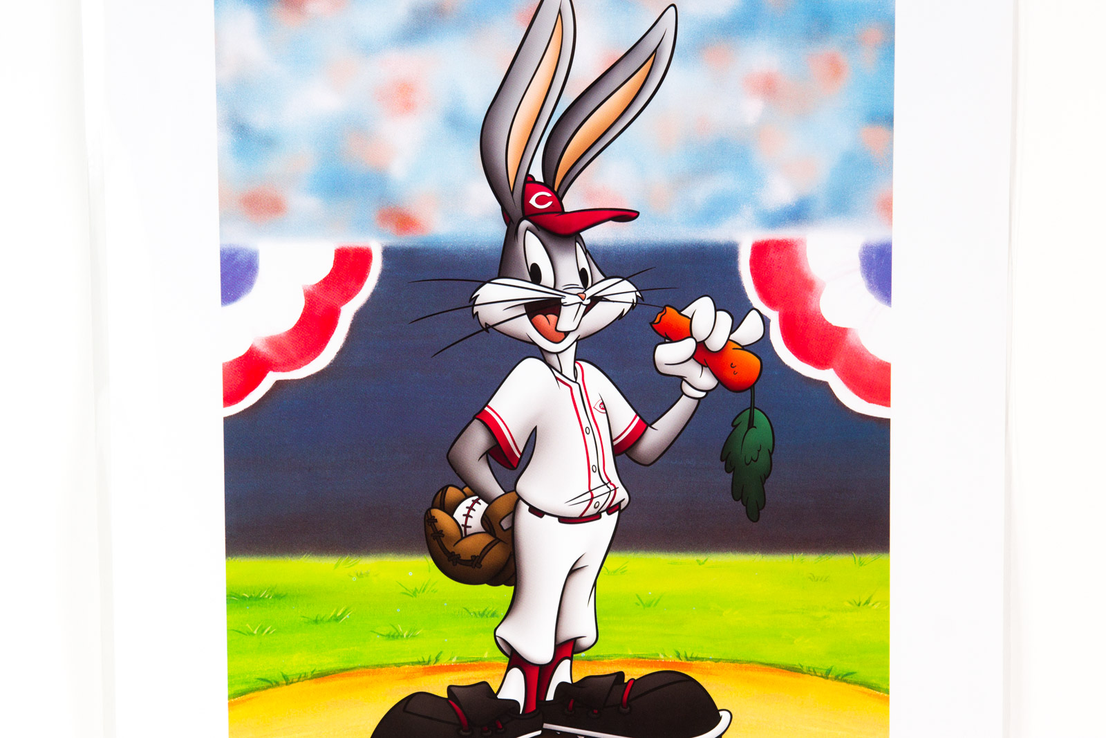 Looney Tunes "Bugs on the Mound" Cincinnati Reds Offset Lithograph