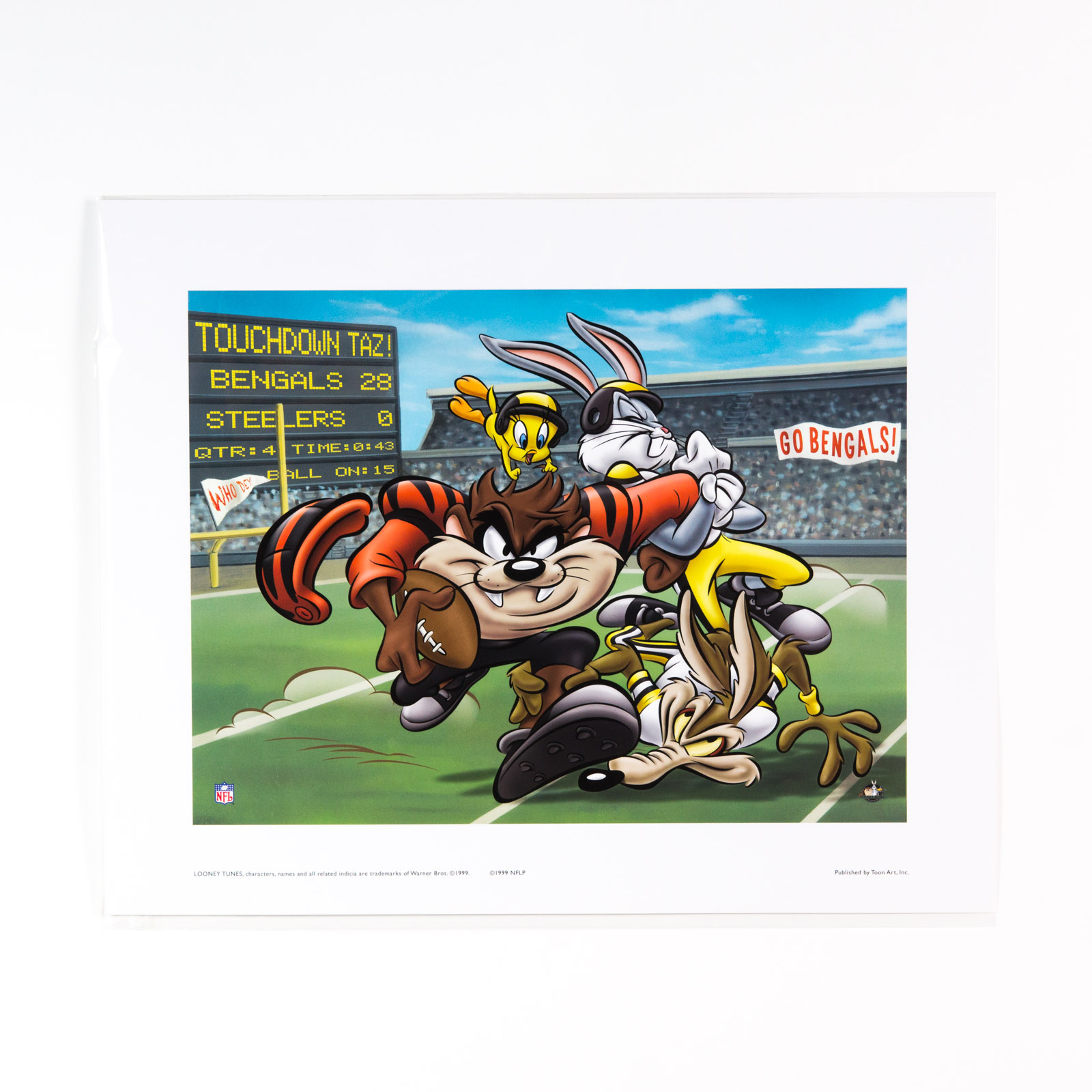 Looney Tunes "Touch Down Taz" Cincinnati Bengals Offset Lithograph