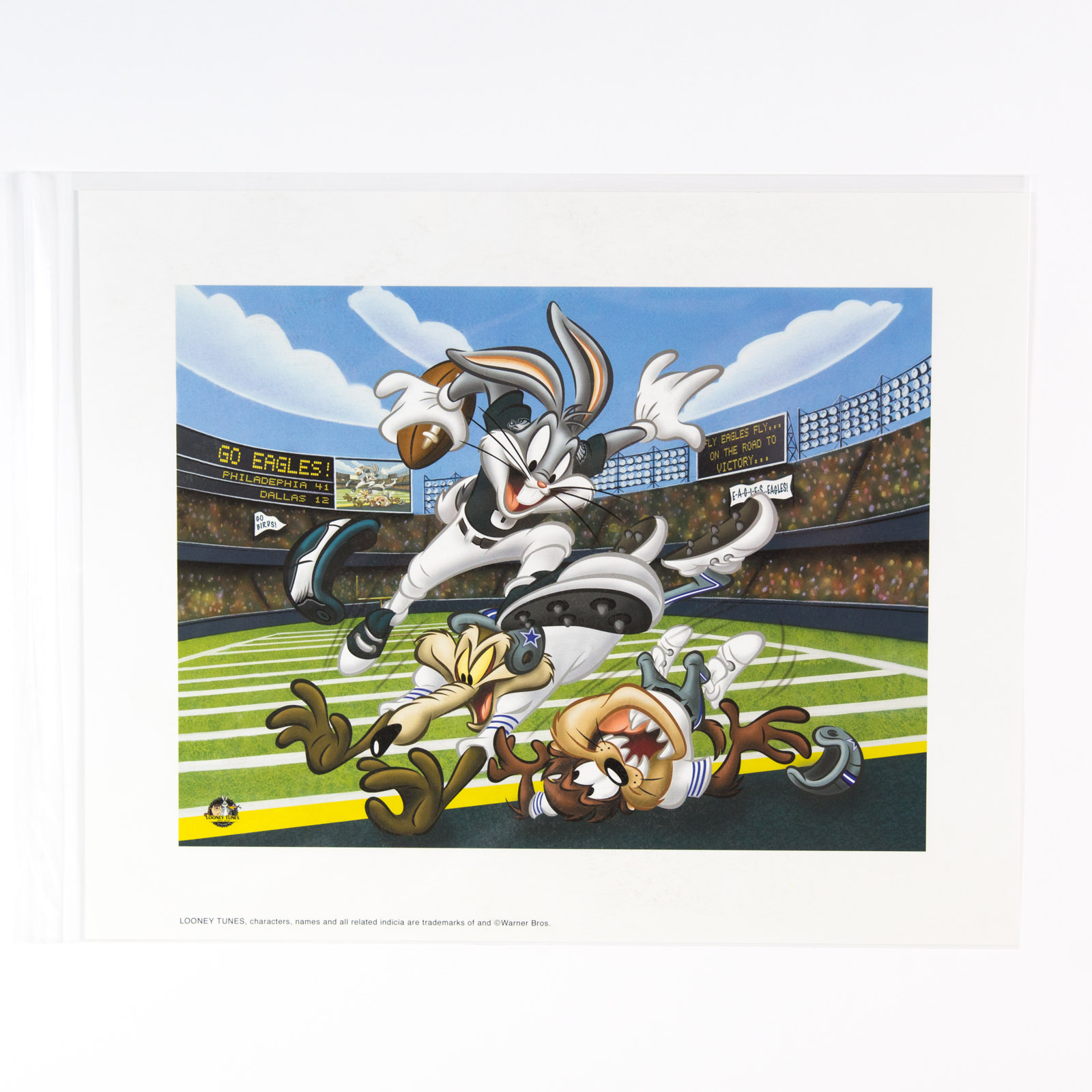 Looney Tunes "Touch Down Bugs" Philadelphia Eagles Lithograph