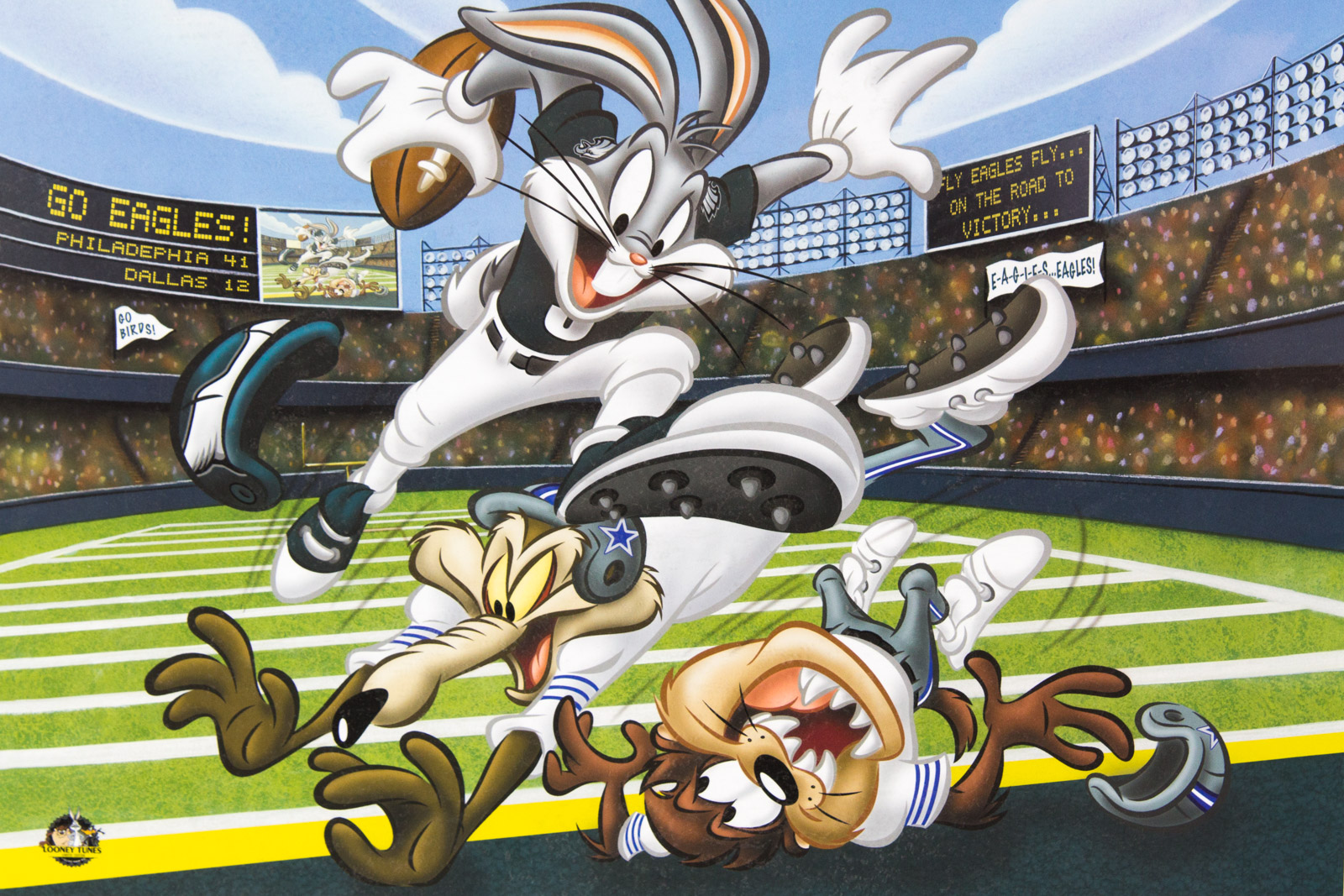 Looney Tunes "Touch Down Bugs" Philadelphia Eagles Lithograph
