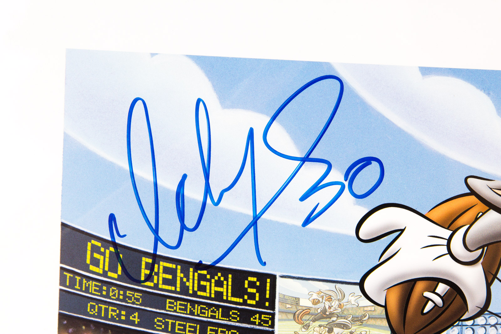 Ickey Woods Signed Looney Tunes "Touch Down Bugs" Cincinnati Bengals Offset Lithograph