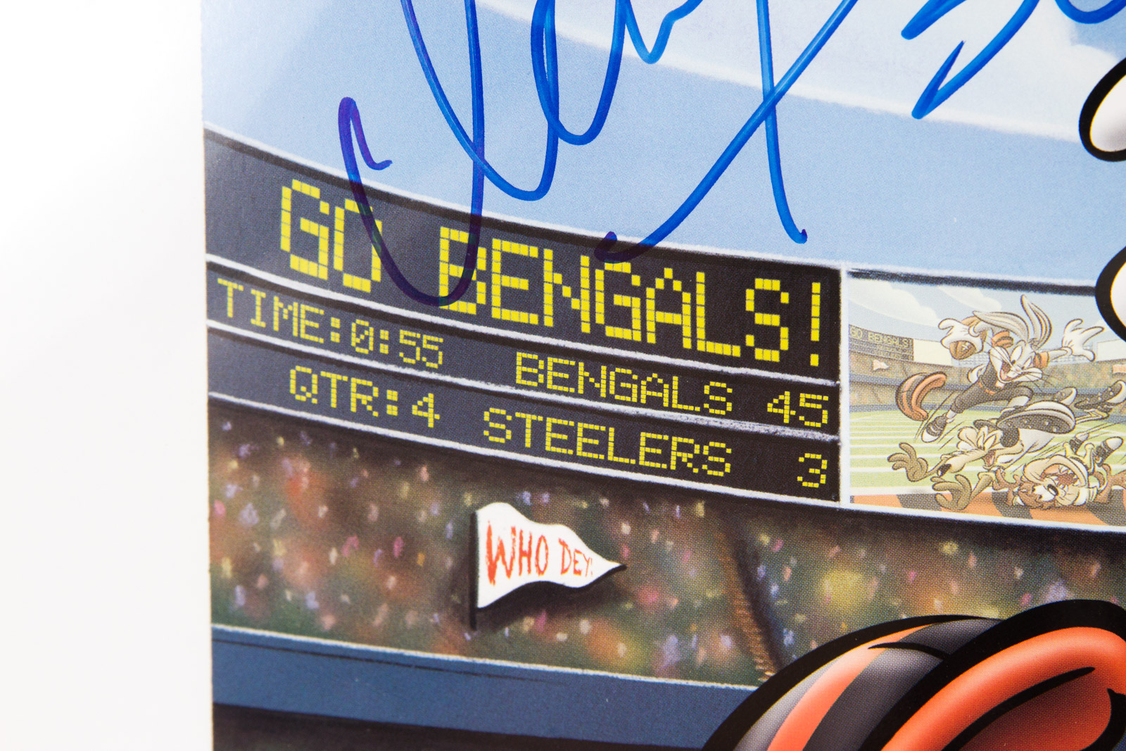 Ickey Woods Signed Looney Tunes "Touch Down Bugs" Cincinnati Bengals Offset Lithograph