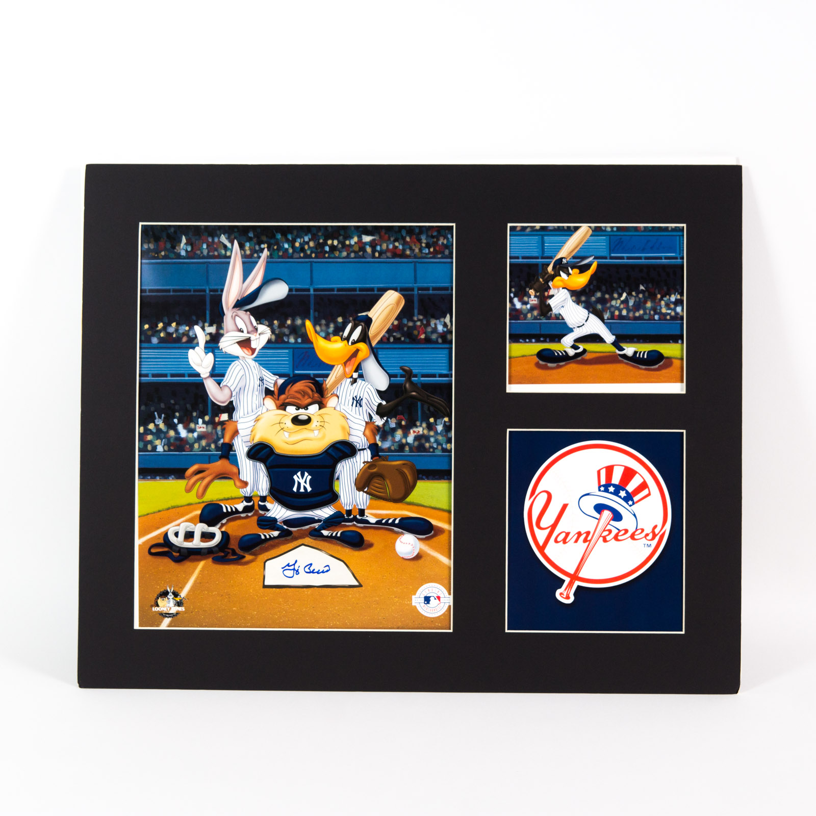 Yogi Berra Signed Looney Tunes "At the Plate" New York Yankees Lithograph