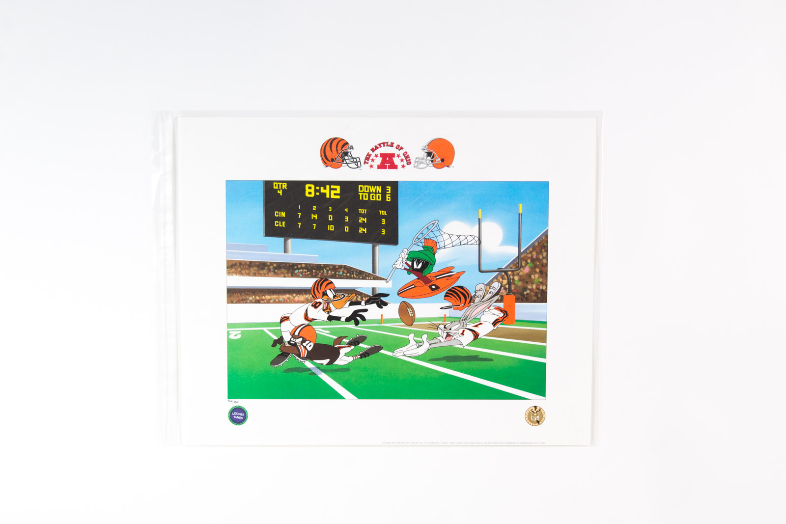 Looney Tunes "Battle of Ohio" Football Themed Offset Lithograph