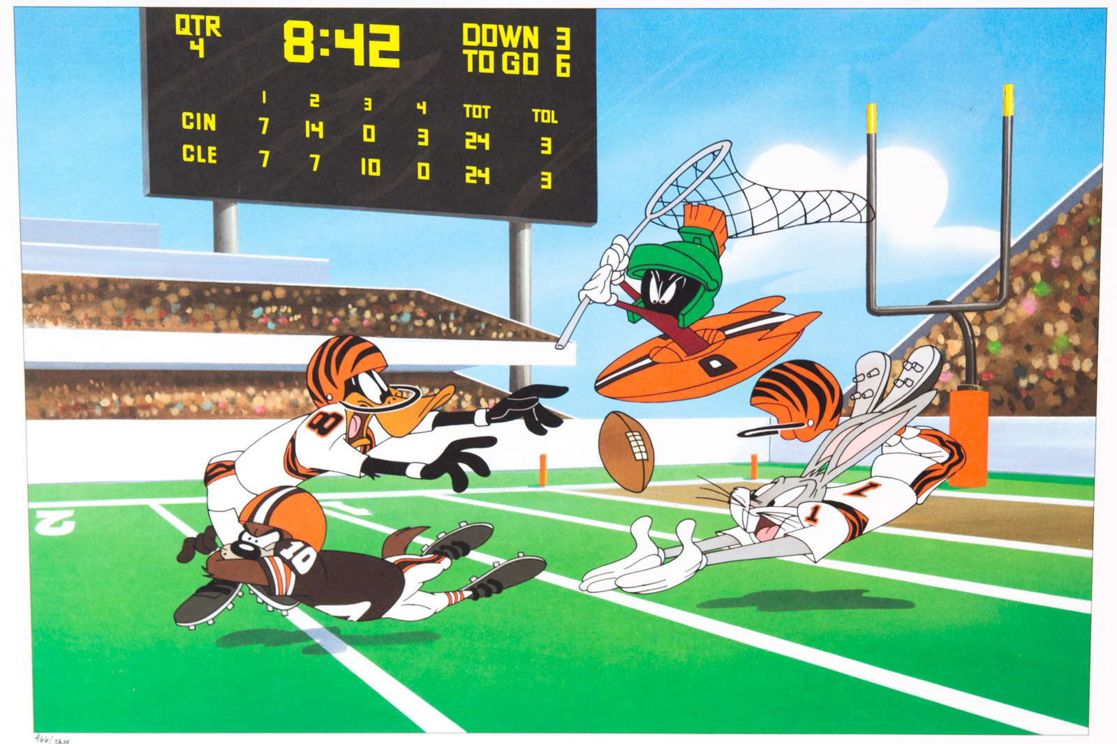 Looney Tunes "Battle of Ohio" Football Themed Offset Lithograph