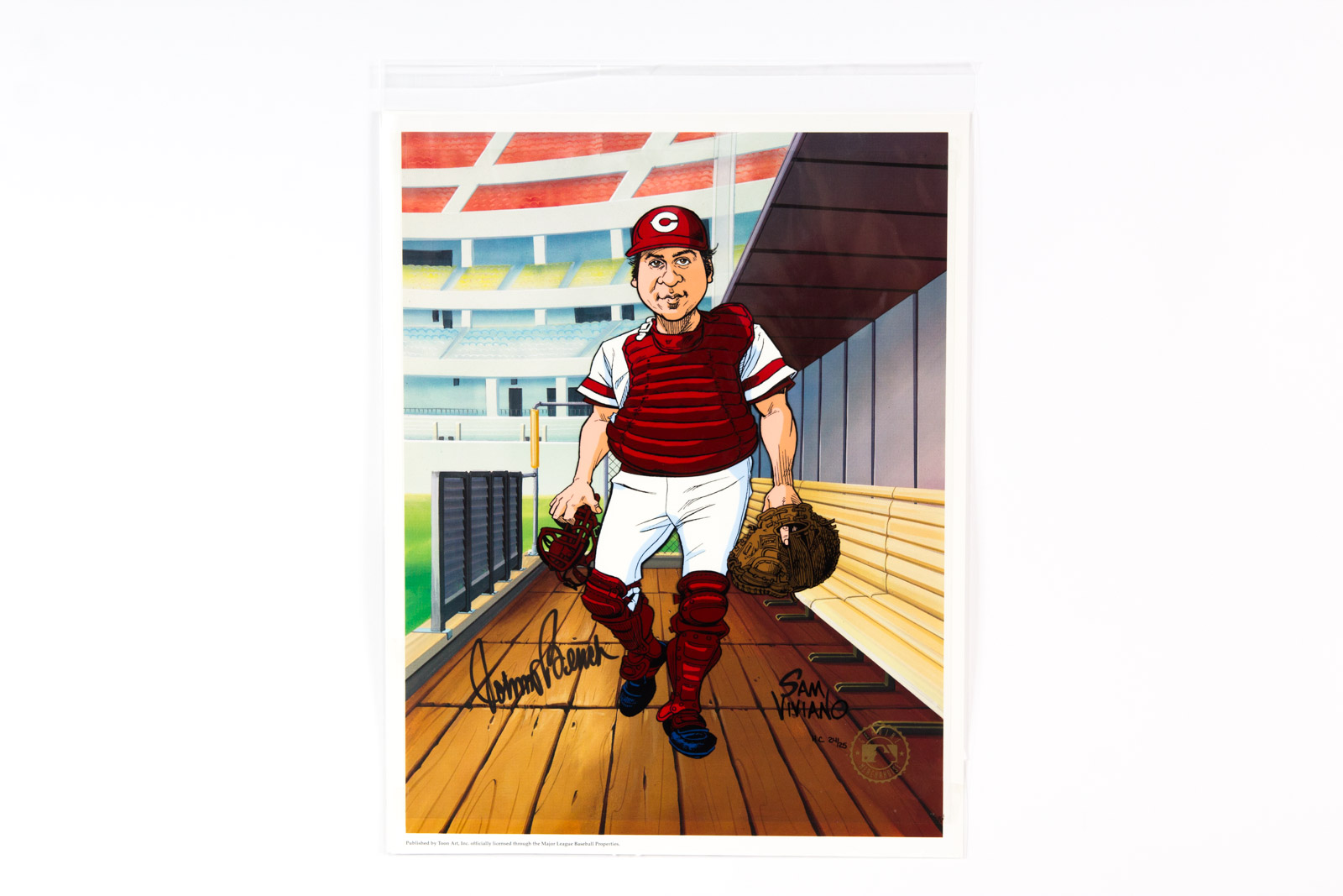Sam Viviano Hand Painted "Johnny Bench" Animation Cel Signed by Johnny Bench