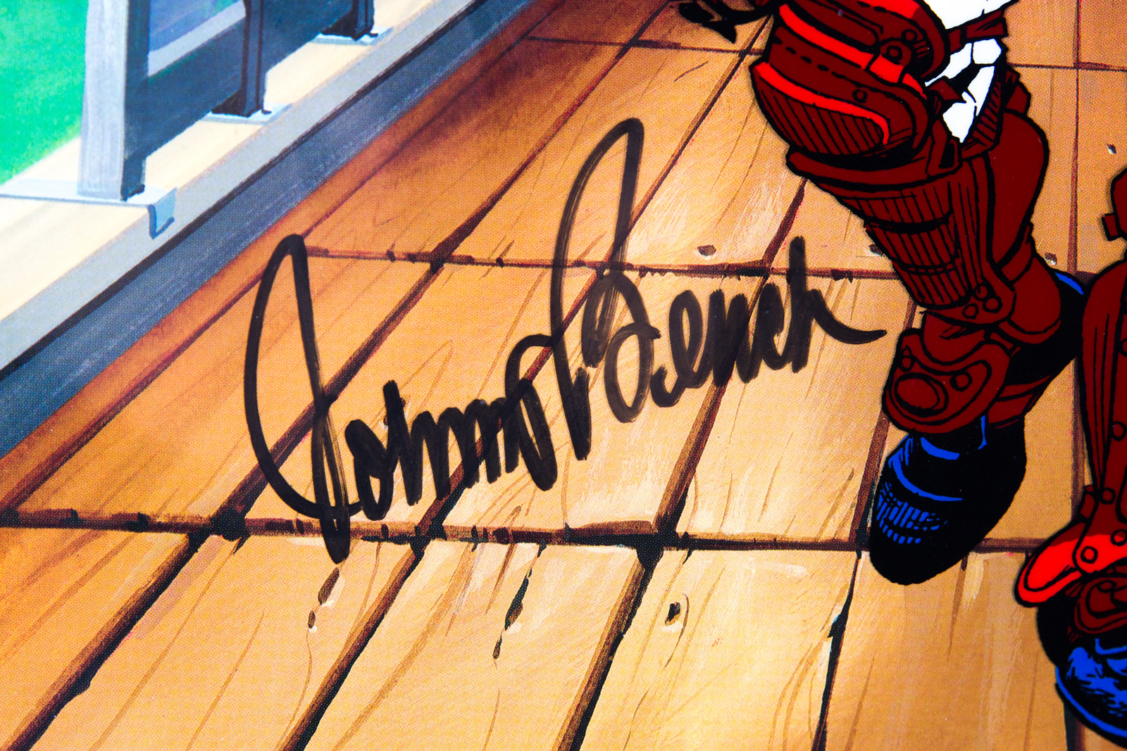 Sam Viviano Hand Painted "Johnny Bench" Animation Cel Signed by Johnny Bench