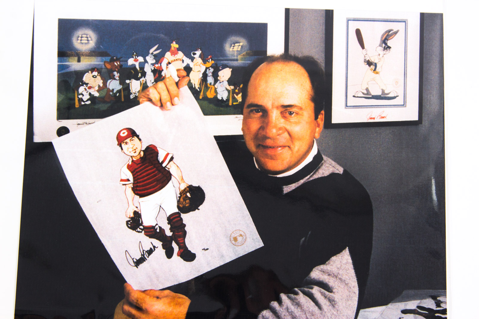 Sam Viviano Hand Painted "Johnny Bench" Animation Cel Signed by Johnny Bench