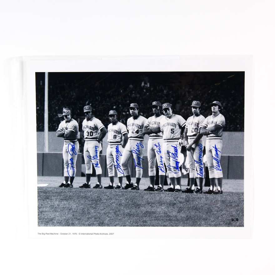 "The Big Red Machine" Fuji Crystal Photograph Signed by Pete Rose, Johnny Bench, Ken Griffey, and more