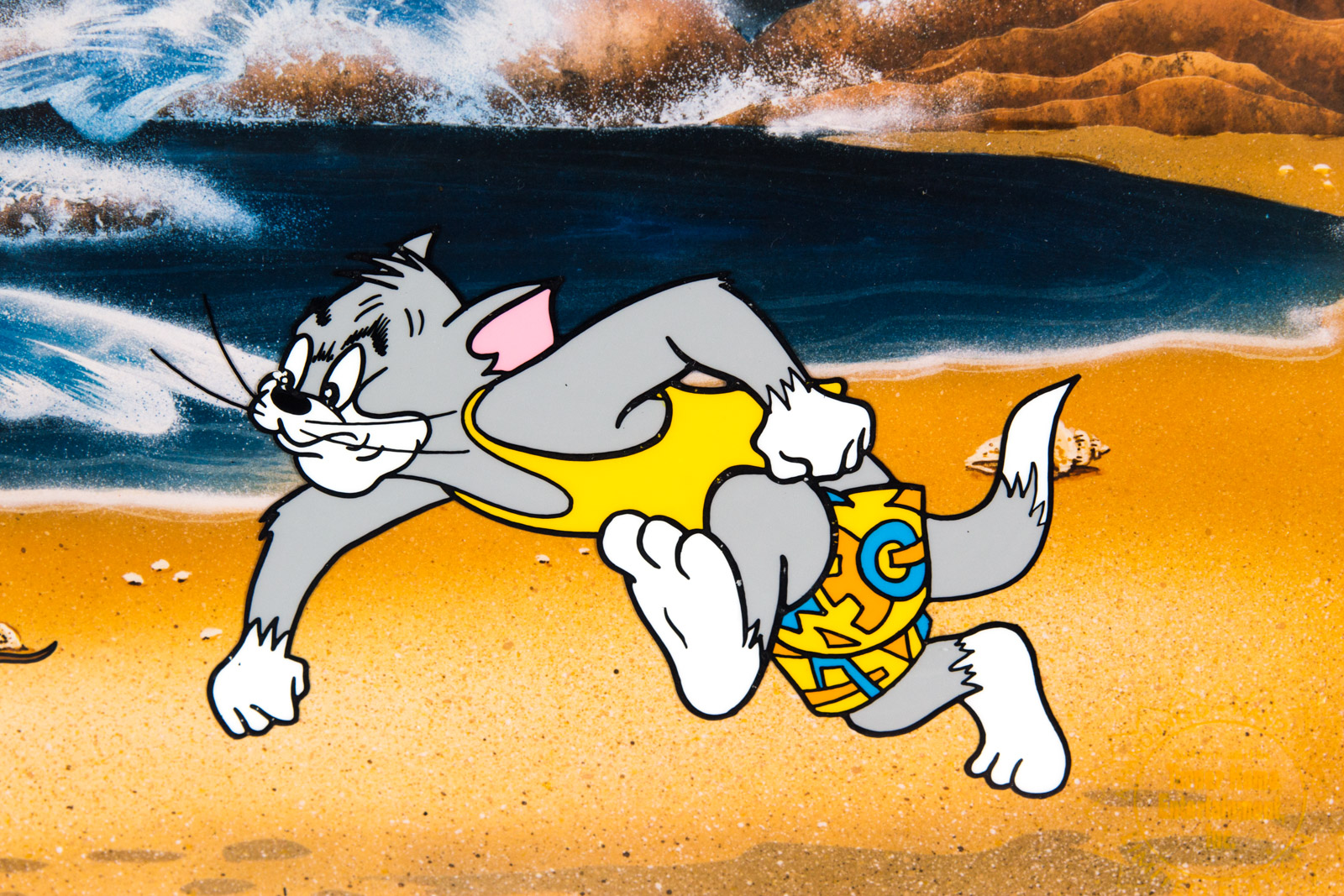 Hand Painted "The Great Chase" Tom and Jerry Animation Cel Signed by Marcia Fertig