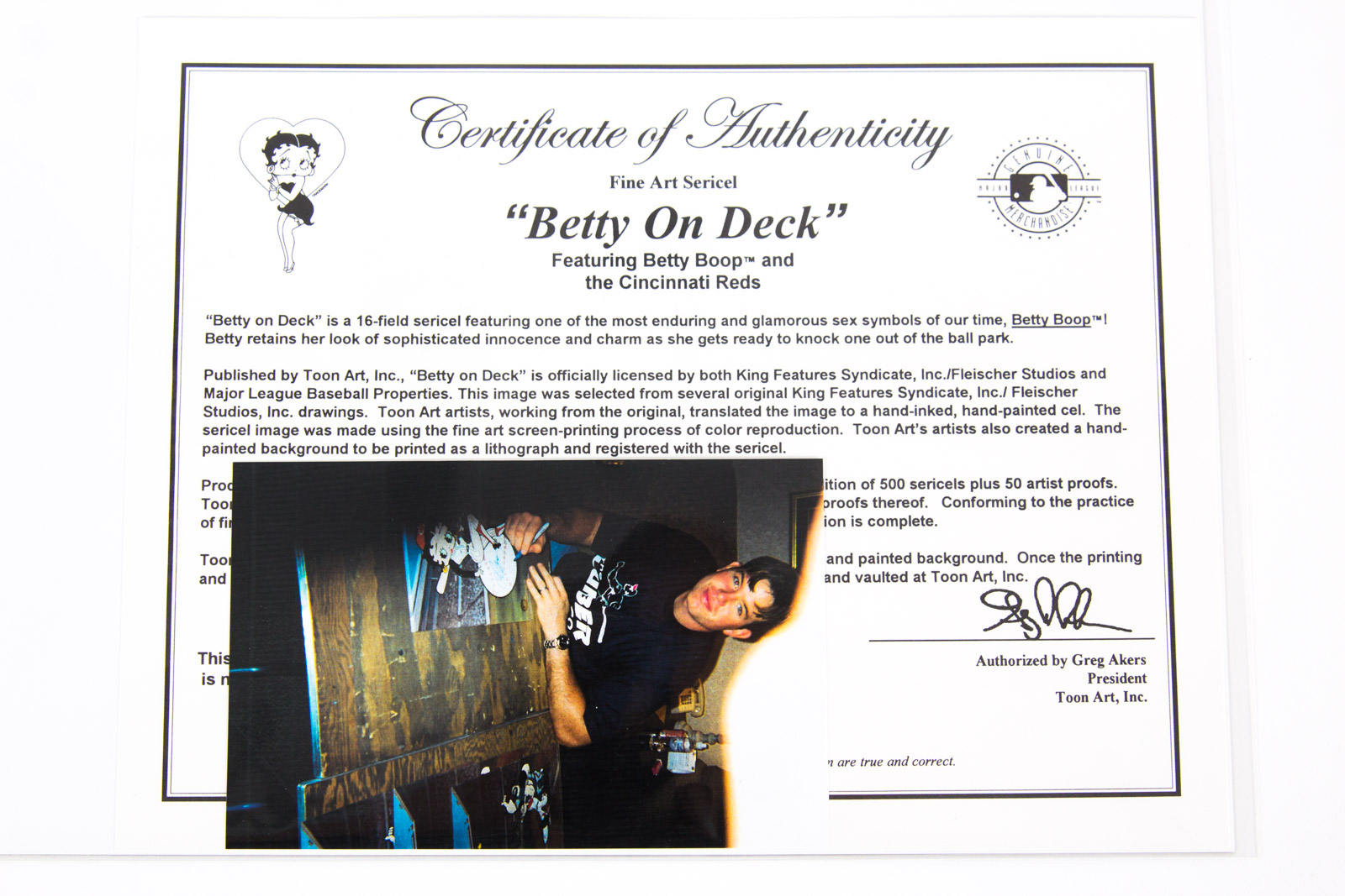 Sean Casey Signed "Betty on Deck" Cincinnati Reds Animation Sericel