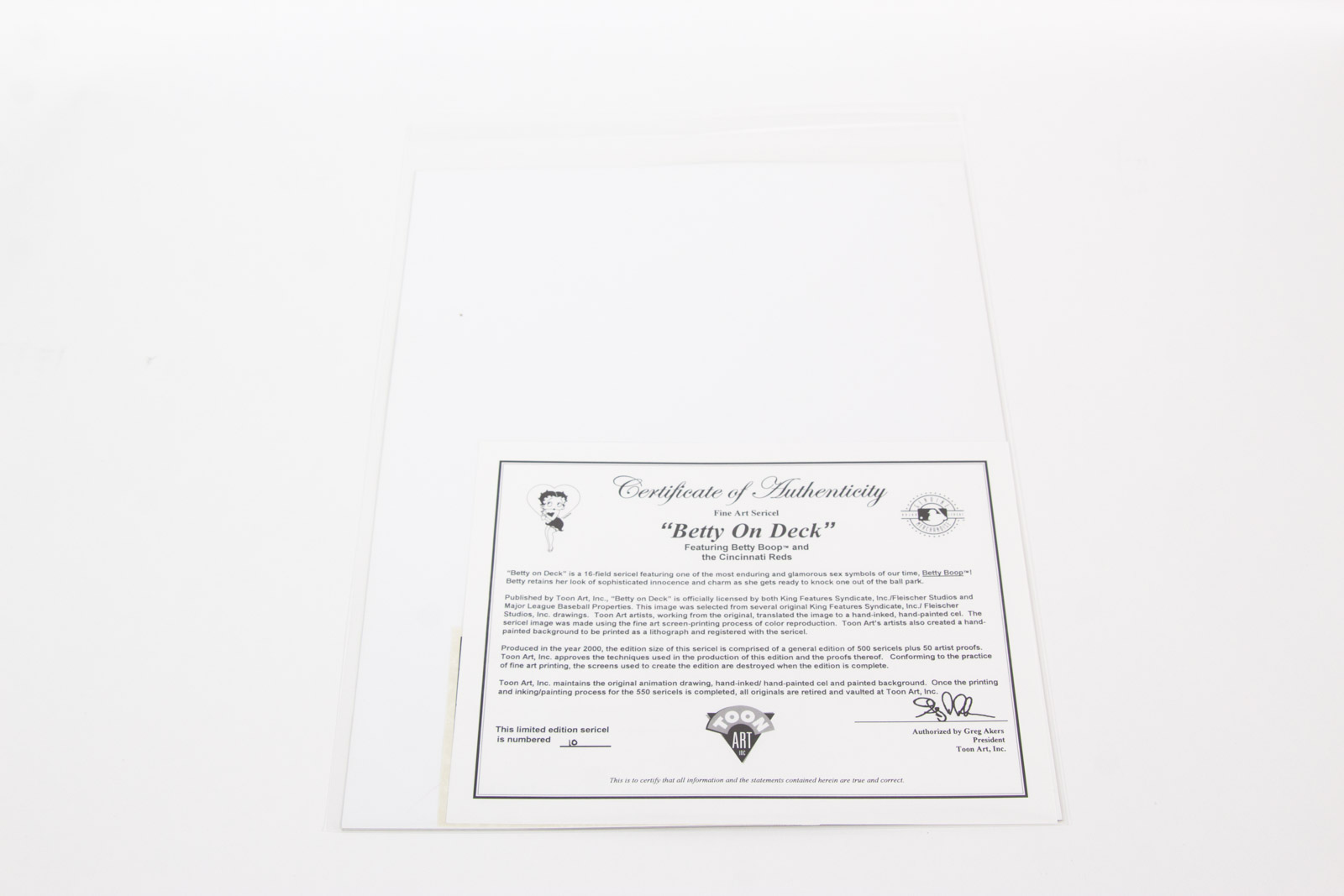 Johnny Bench Signed "Betty on Deck" Cincinnati Reds Animation Cel