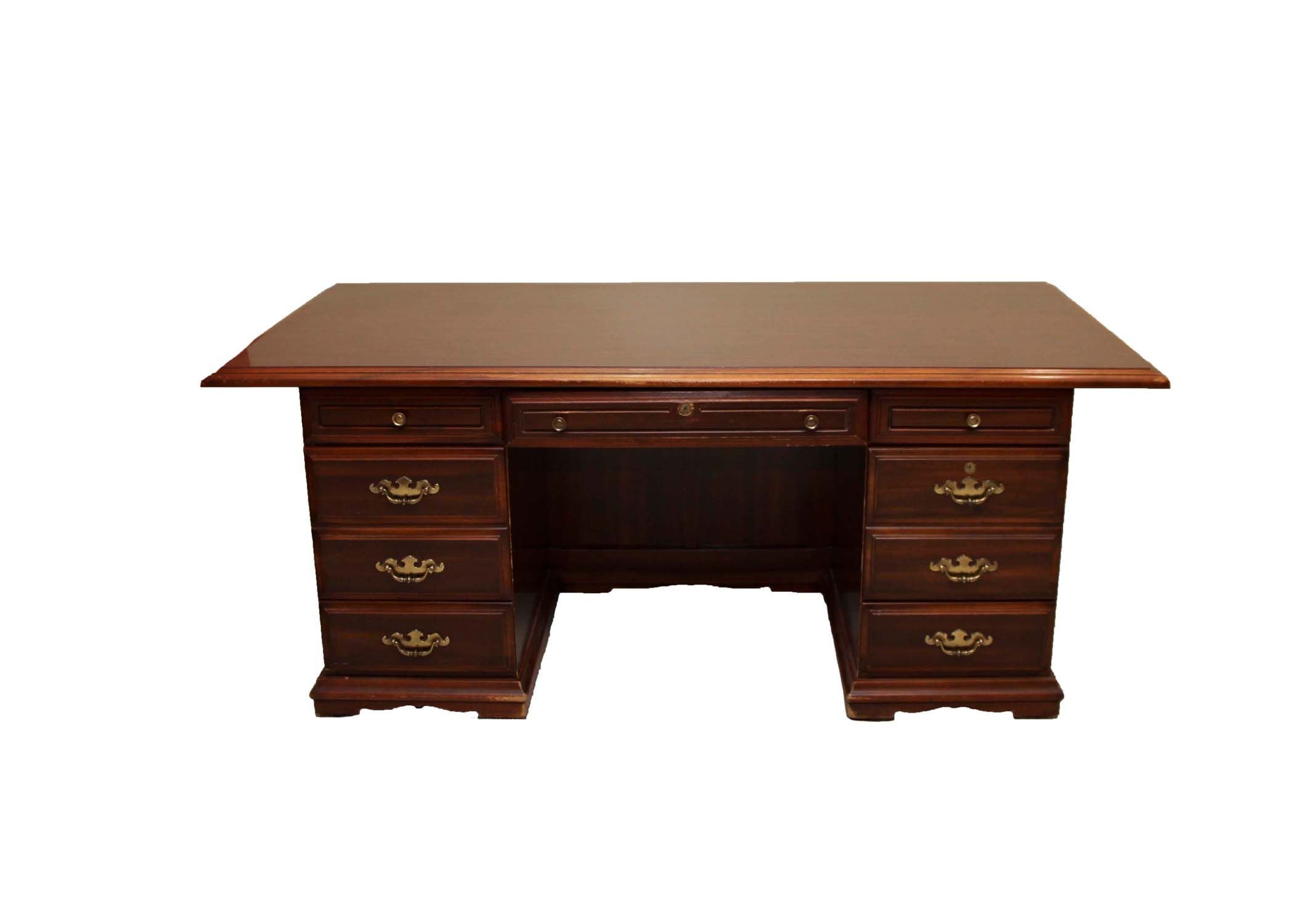 A wooden office desk