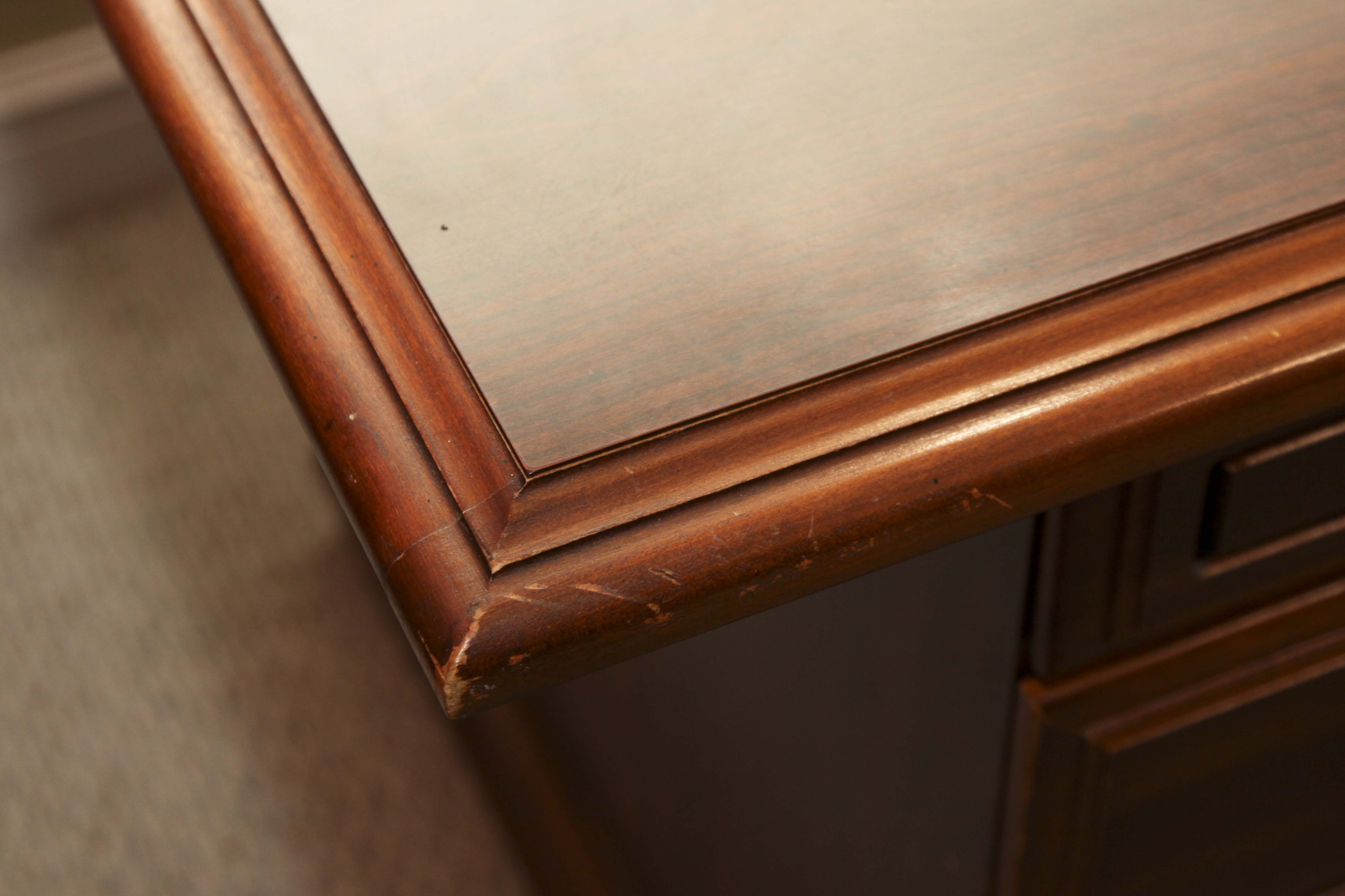 A wooden office desk