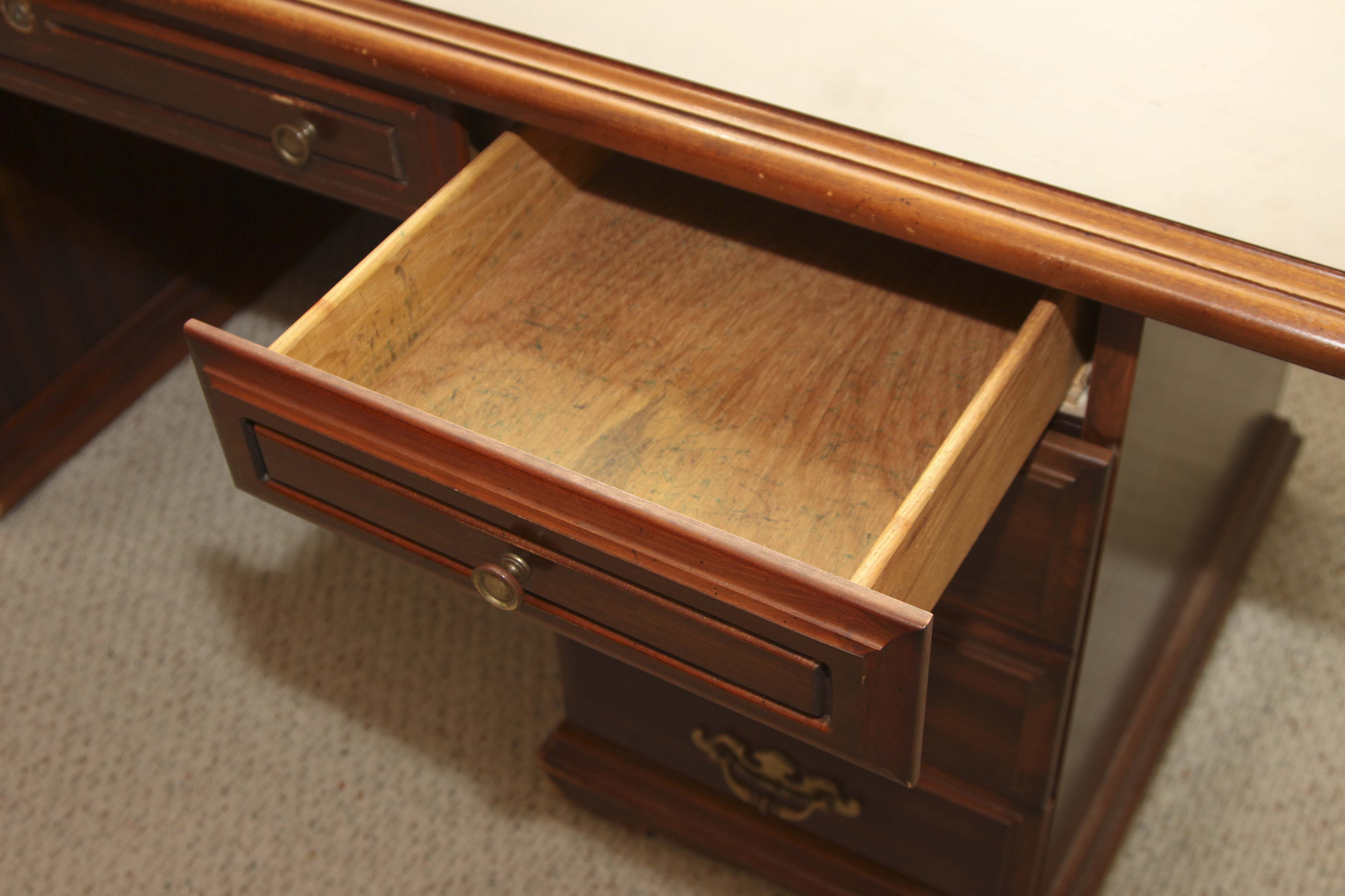 A wooden office desk