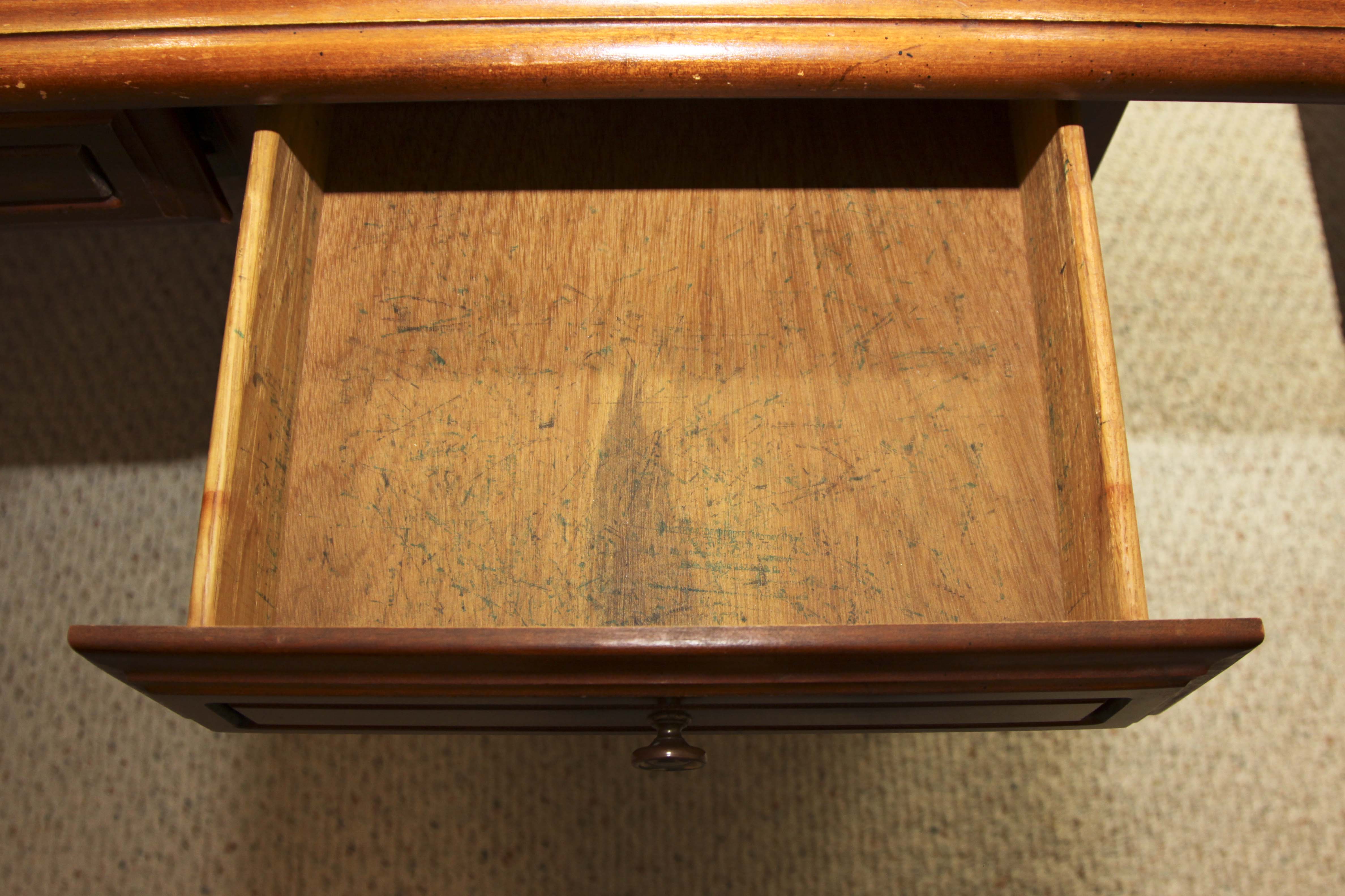 A wooden office desk