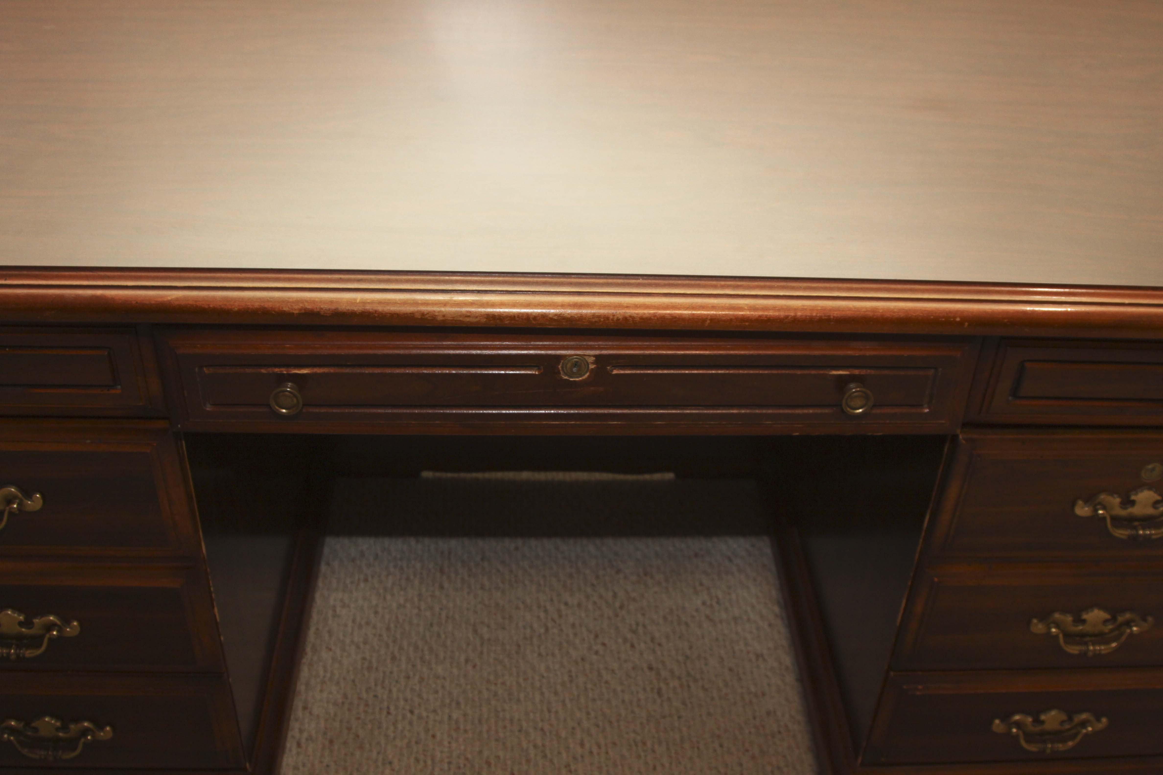A wooden office desk