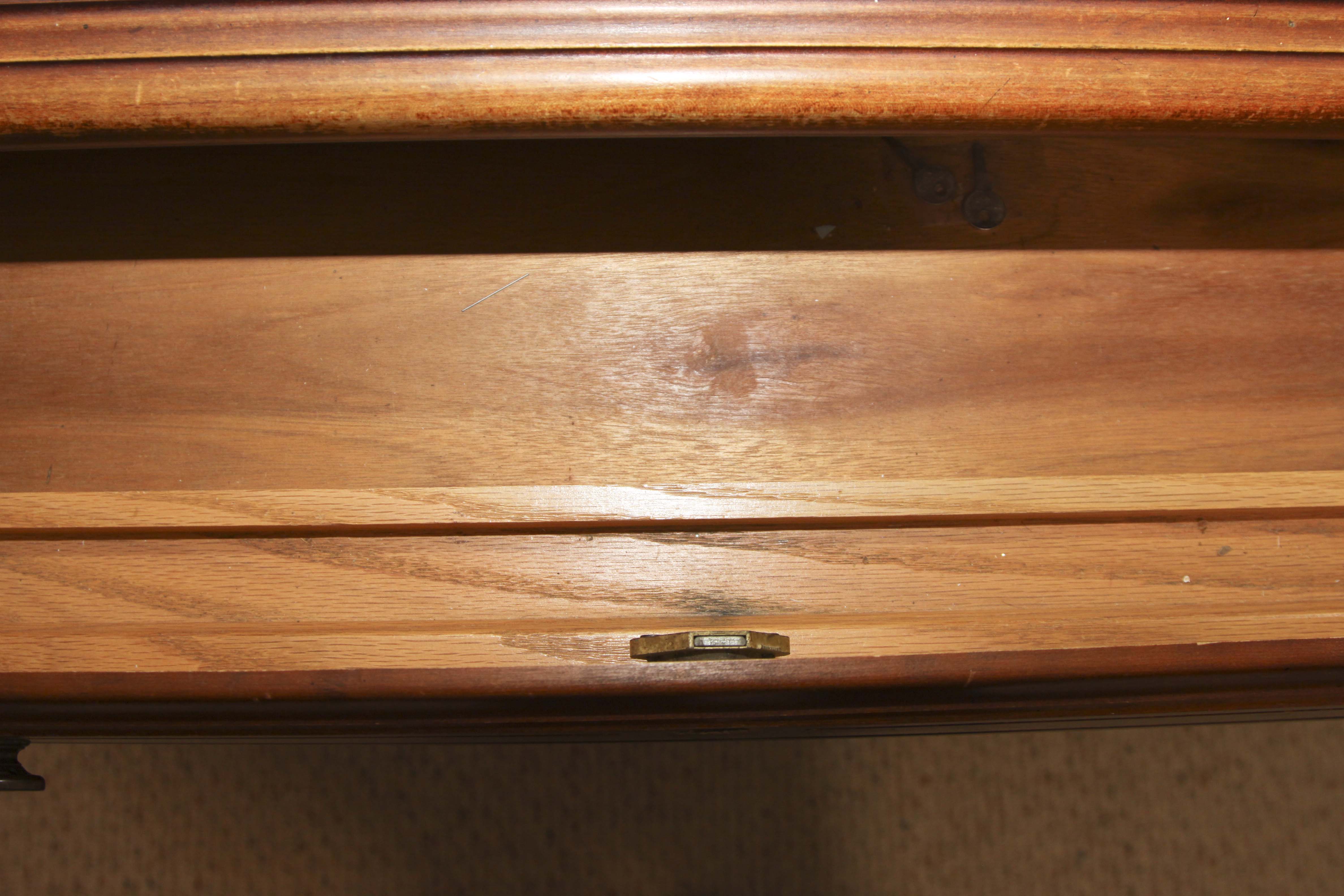 A wooden office desk