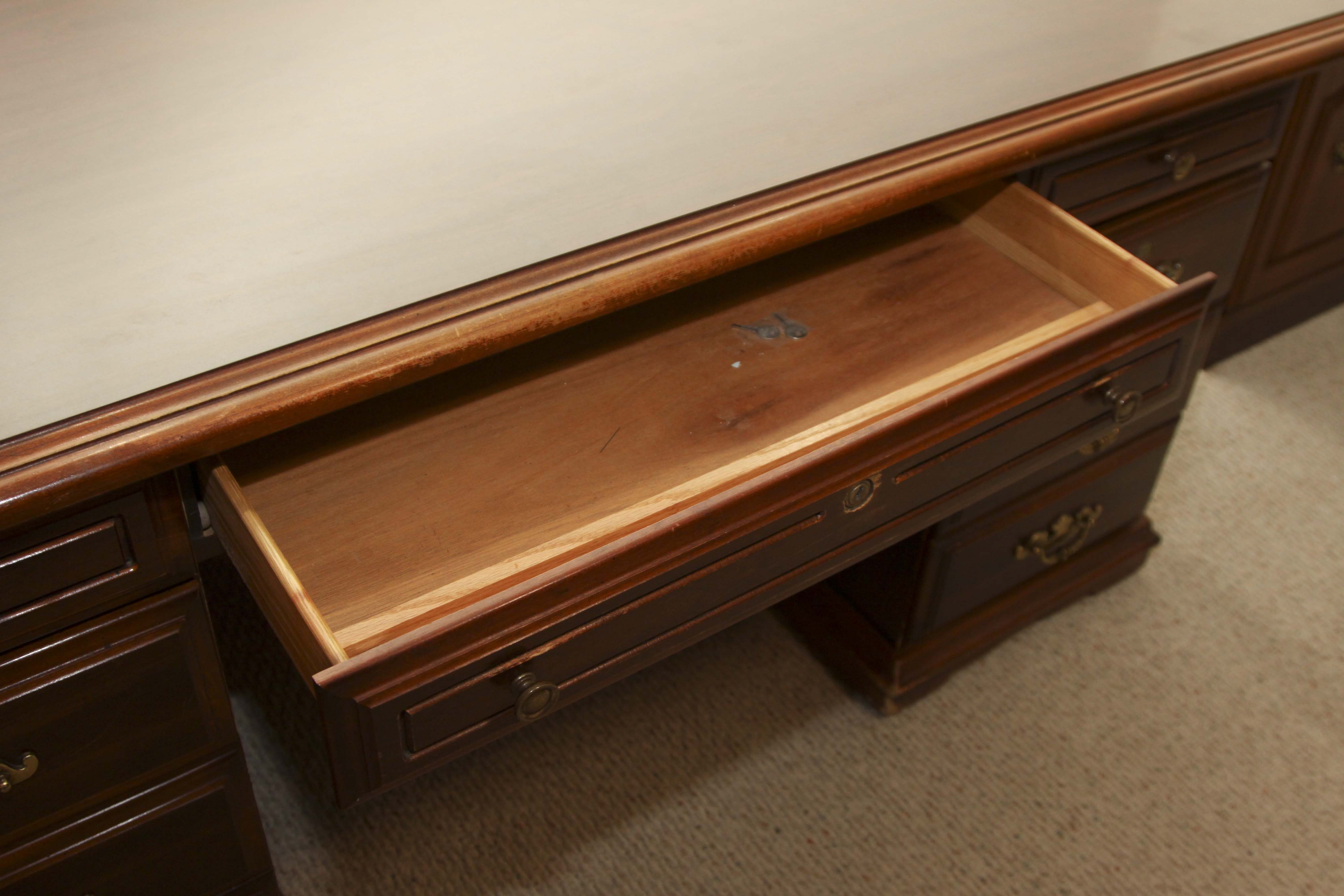 A wooden office desk