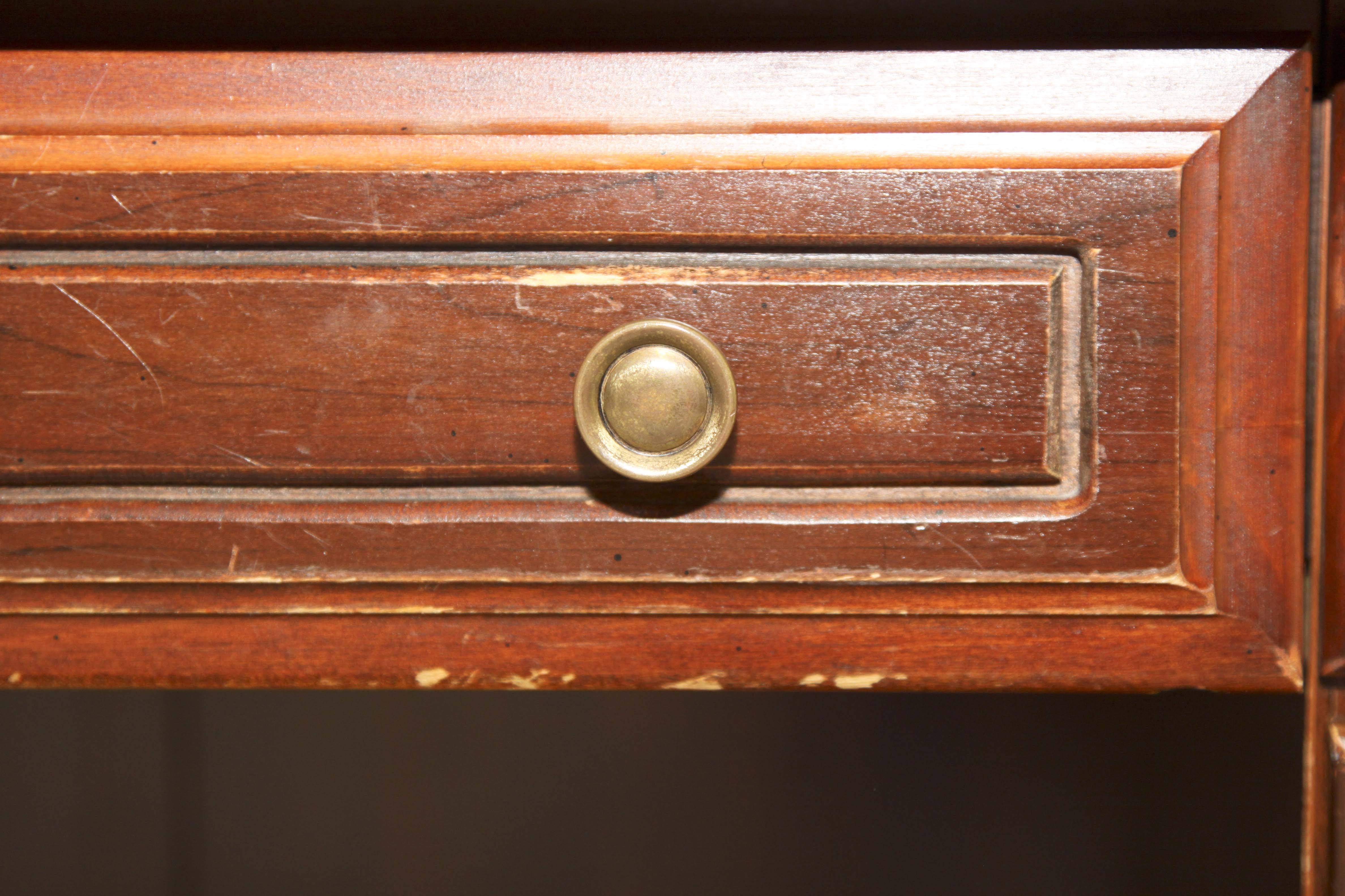 A wooden office desk