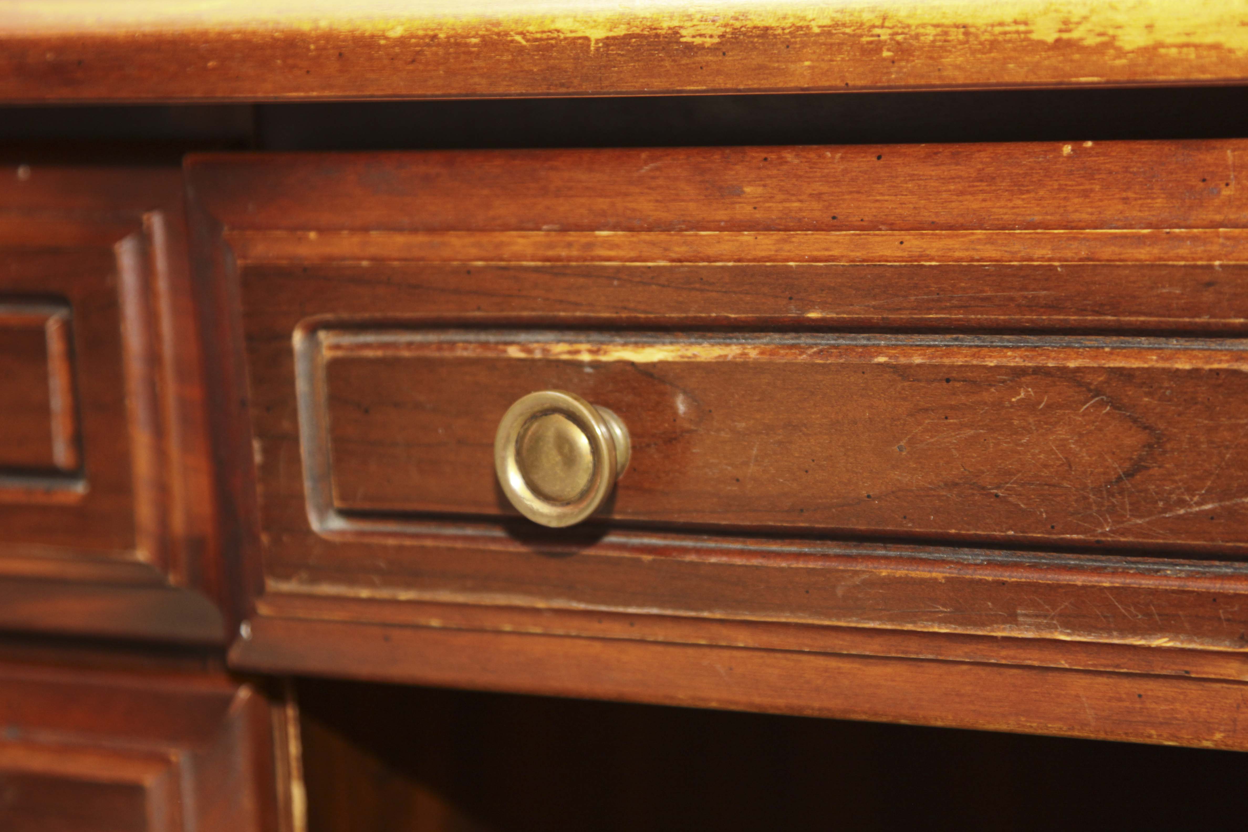 A wooden office desk