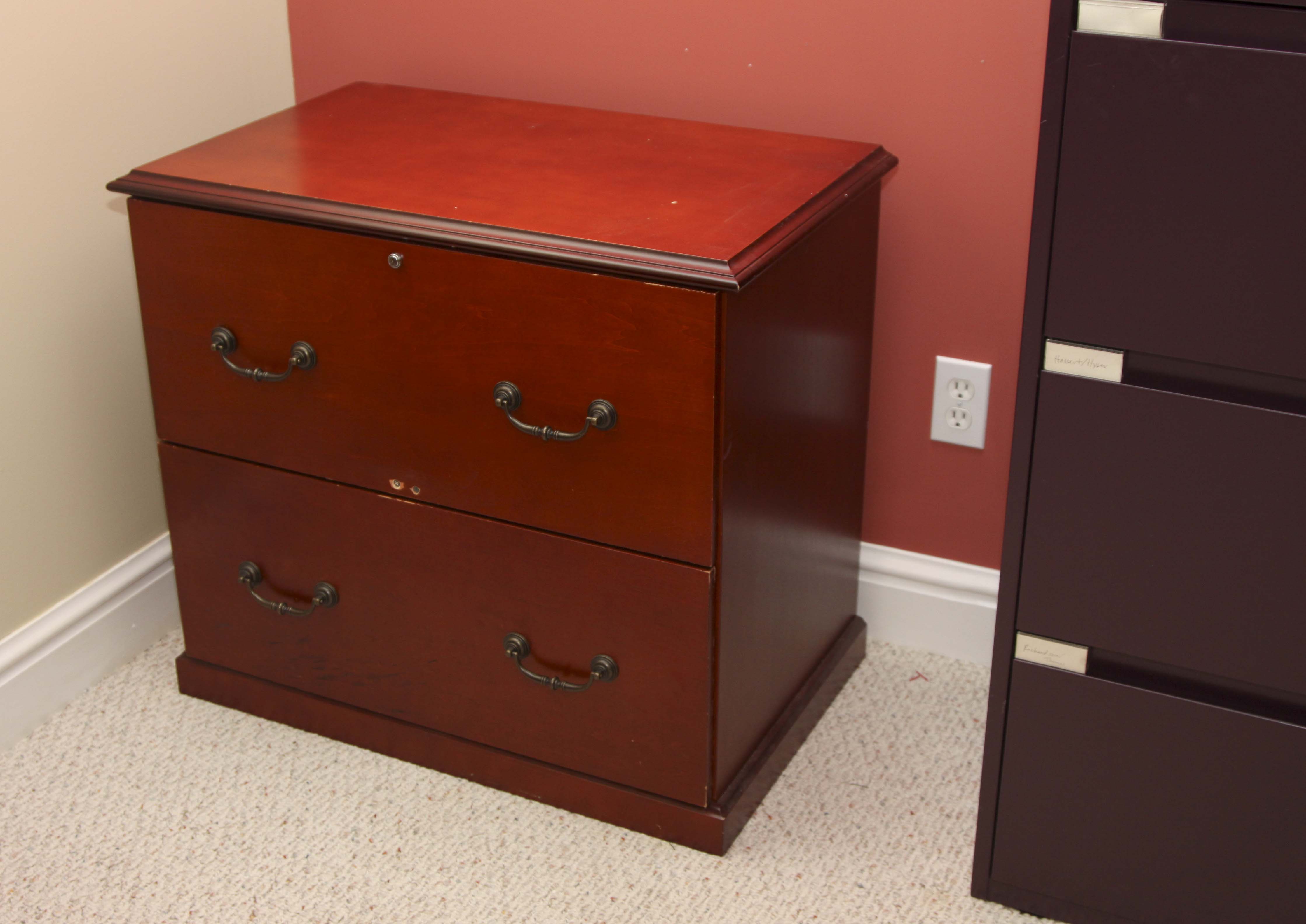 Wood Printer Stand and a Pair of filing Cabinets