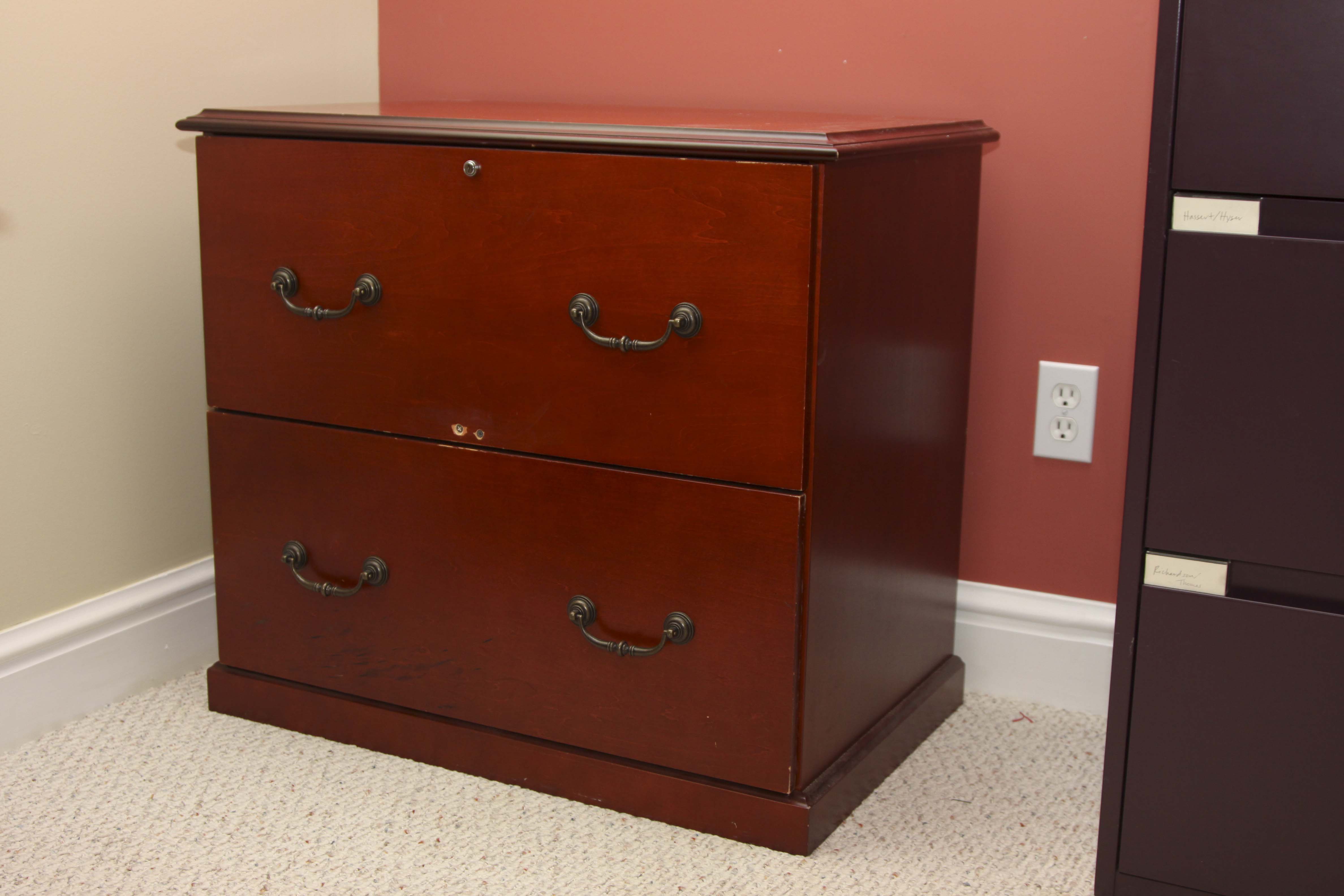 Wood Printer Stand and a Pair of filing Cabinets