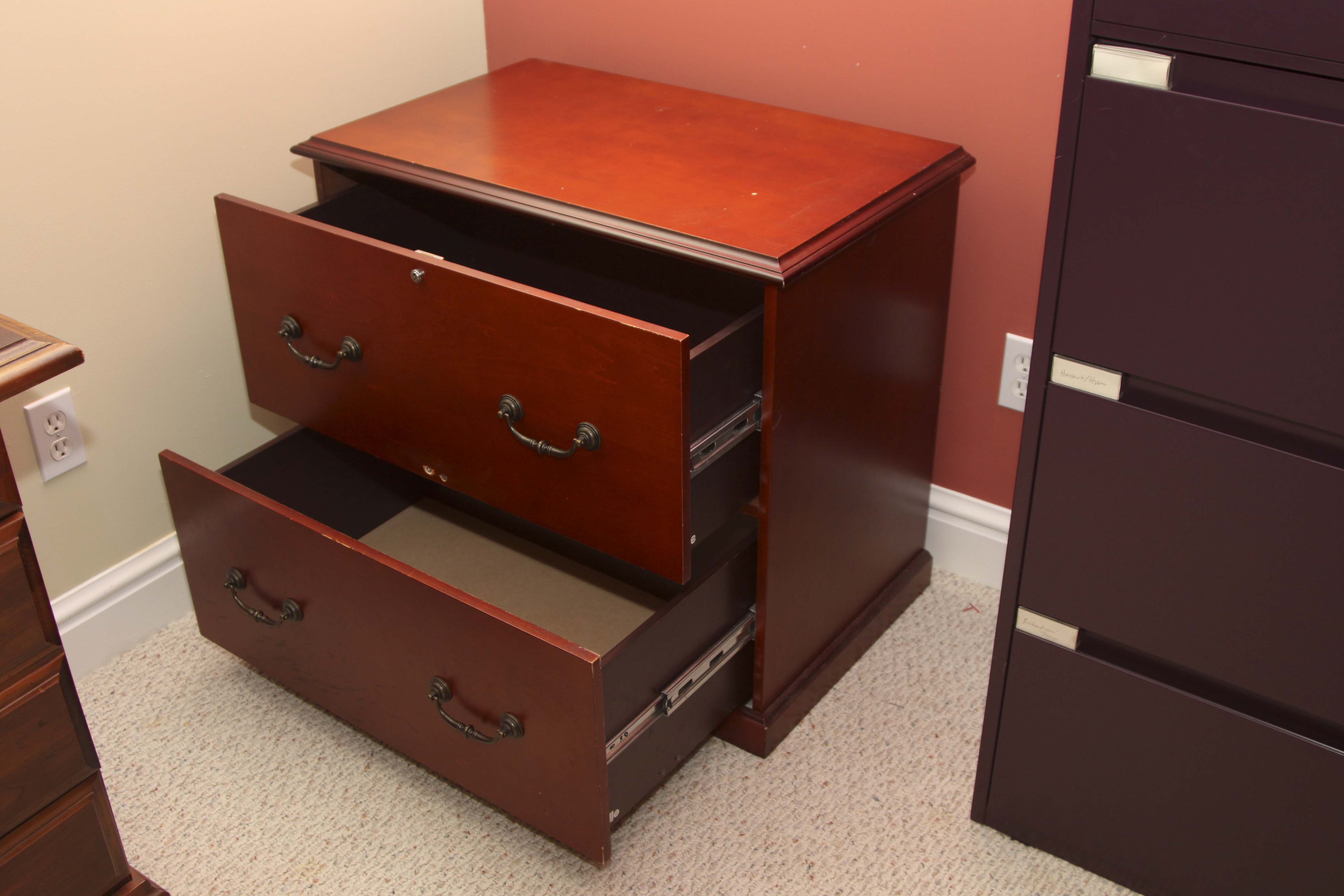 Wood Printer Stand and a Pair of filing Cabinets