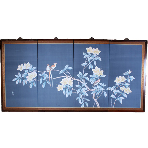 Chinese Four Panel Silk Painting