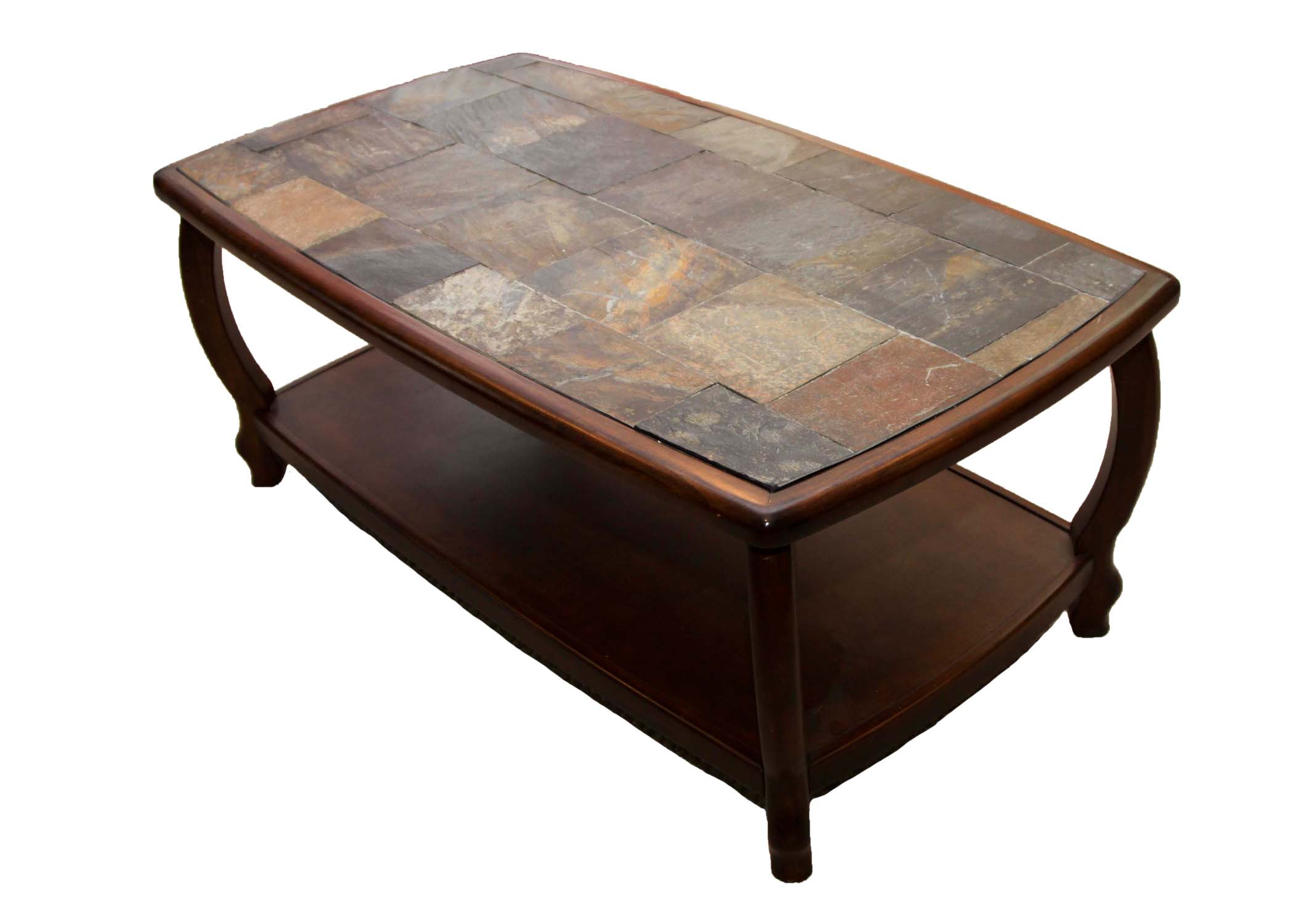 Wooden Stone Tile Coffee Table