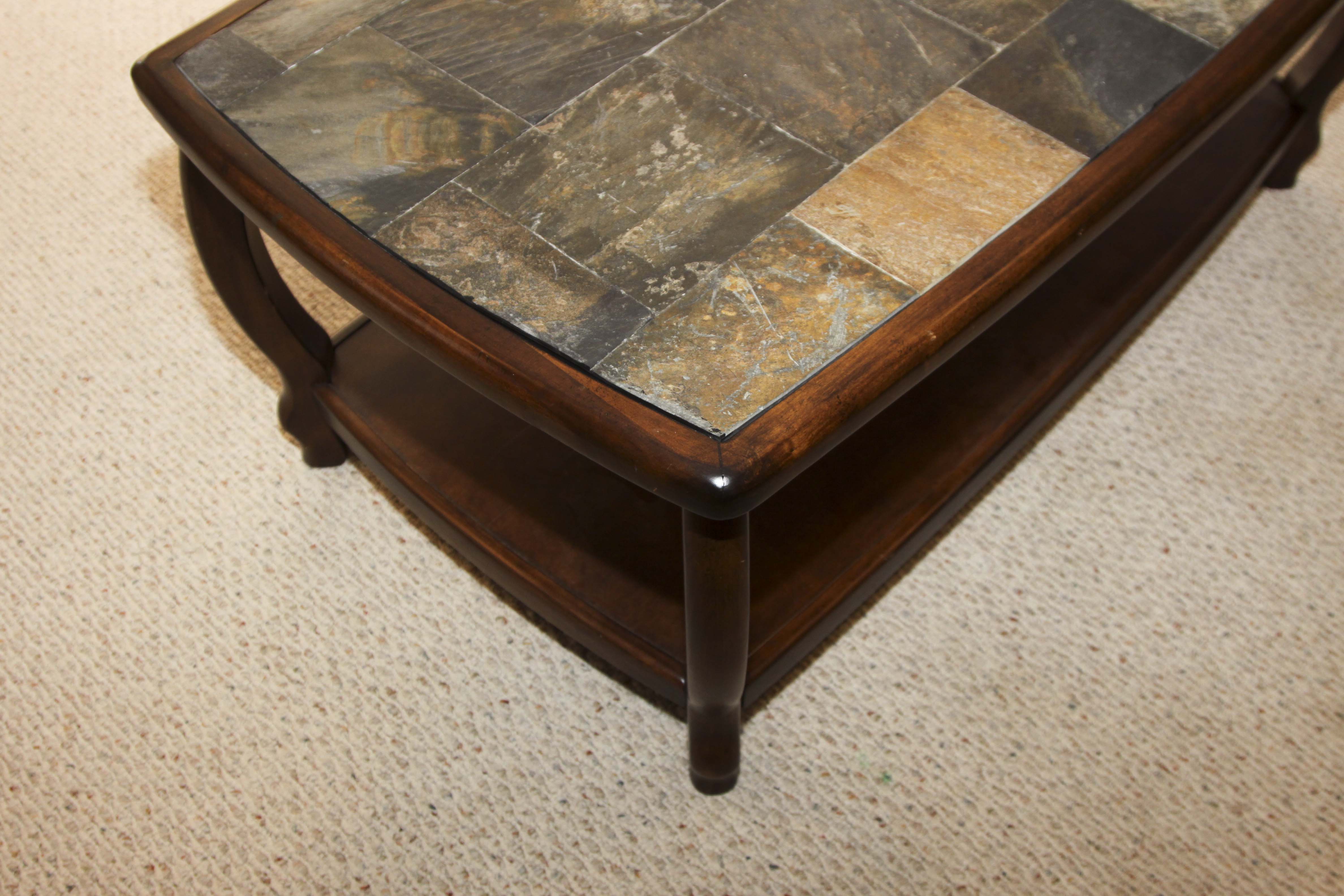 Wooden Stone Tile Coffee Table