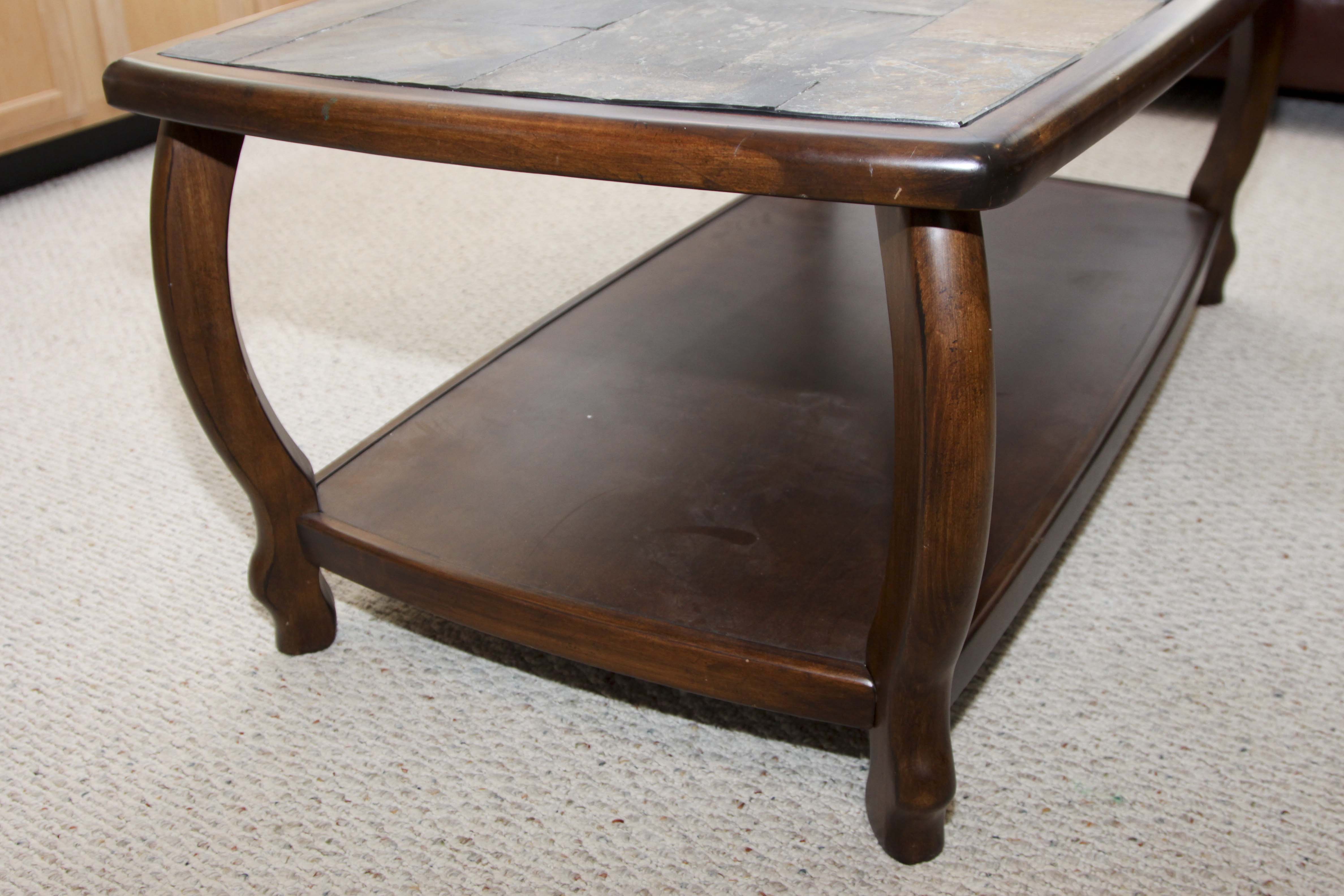Wooden Stone Tile Coffee Table