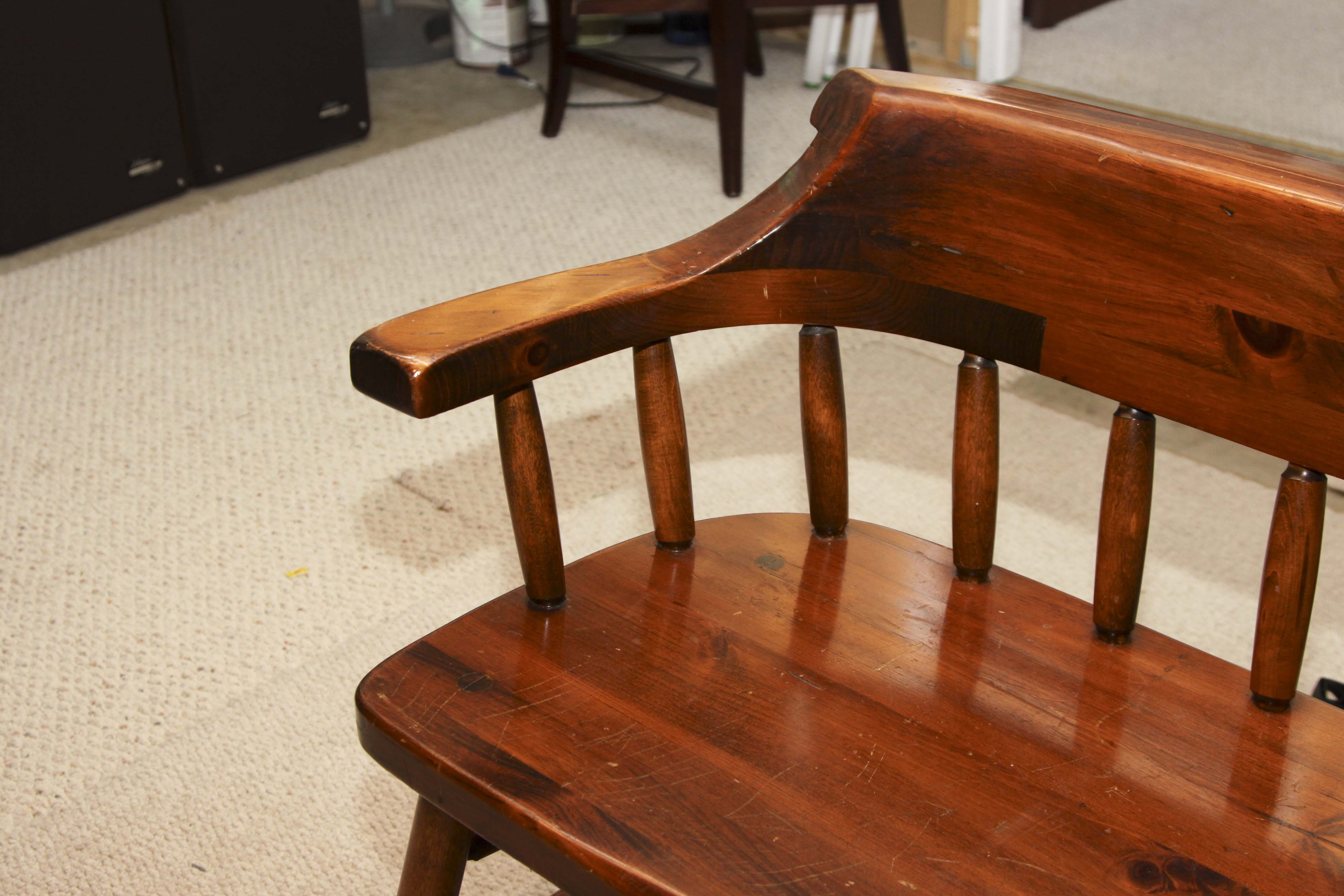 Wooden Pine Deacon's Bench